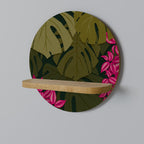 TROPICAL BEAUTY Round Art Shelf In Oak Effect
