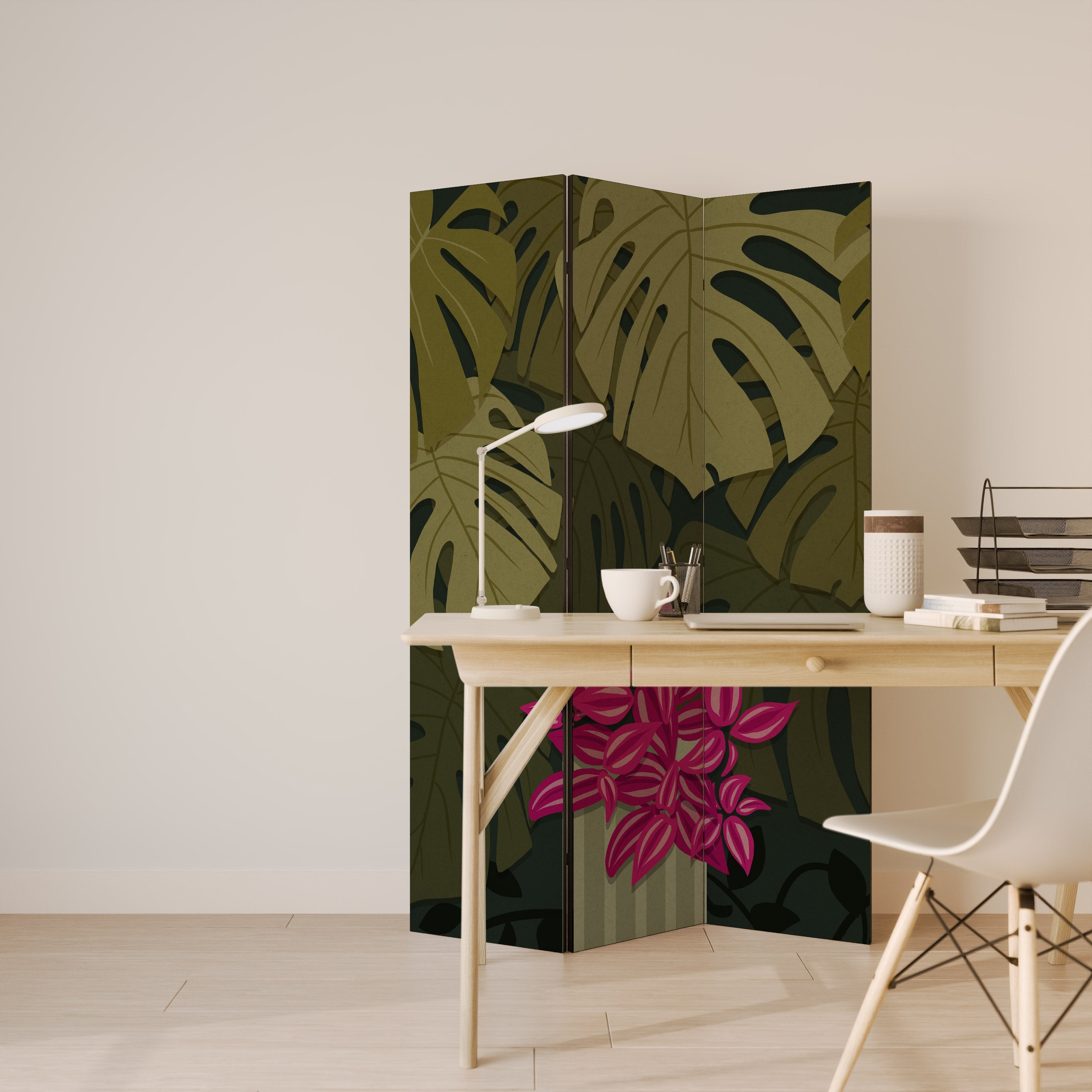 TROPICAL BEAUTY Dekorativer 3-teiliger Raumteiler