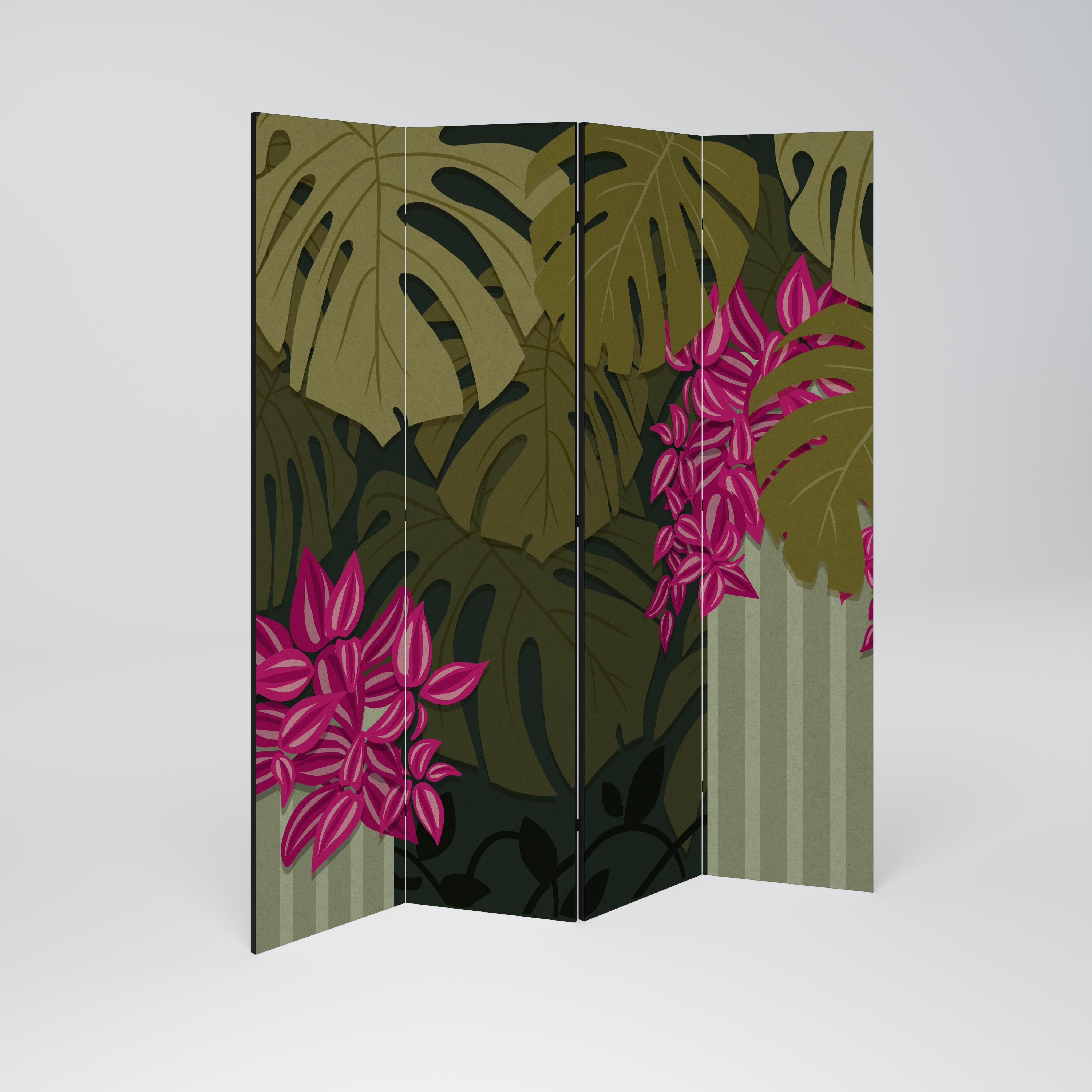 TROPICAL BEAUTY Dekorativer 4-teiliger Raumteiler