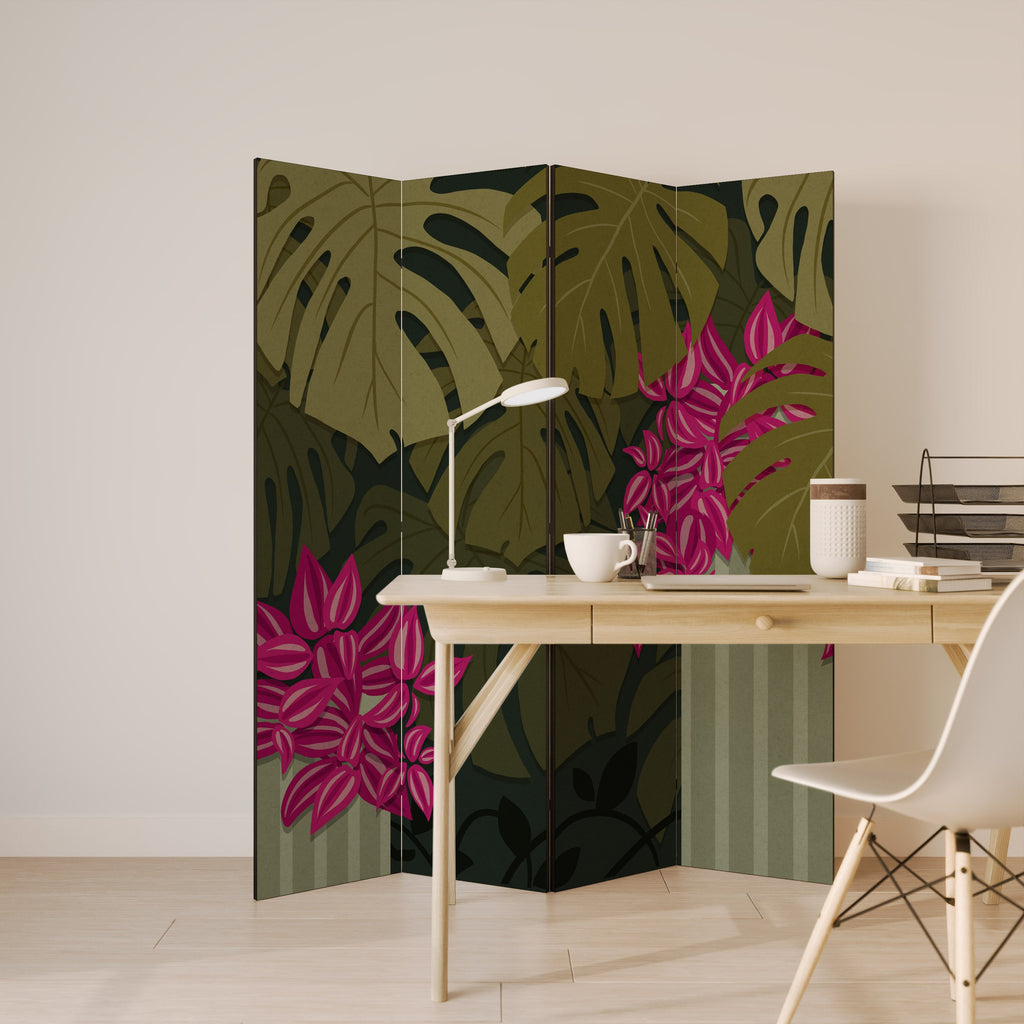 TROPICAL BEAUTY Dekorativer 4-teiliger Raumteiler