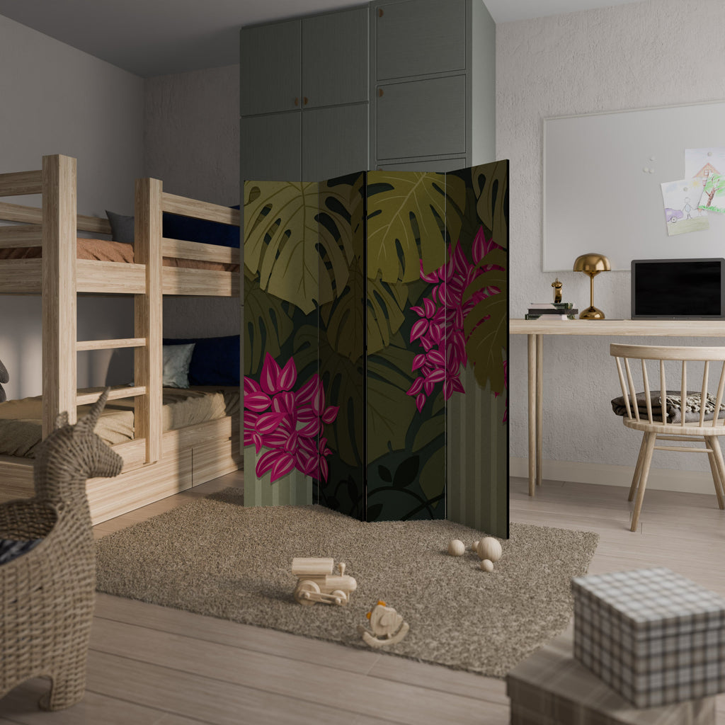 TROPICAL BEAUTY Dekorativer 4-teiliger Raumteiler