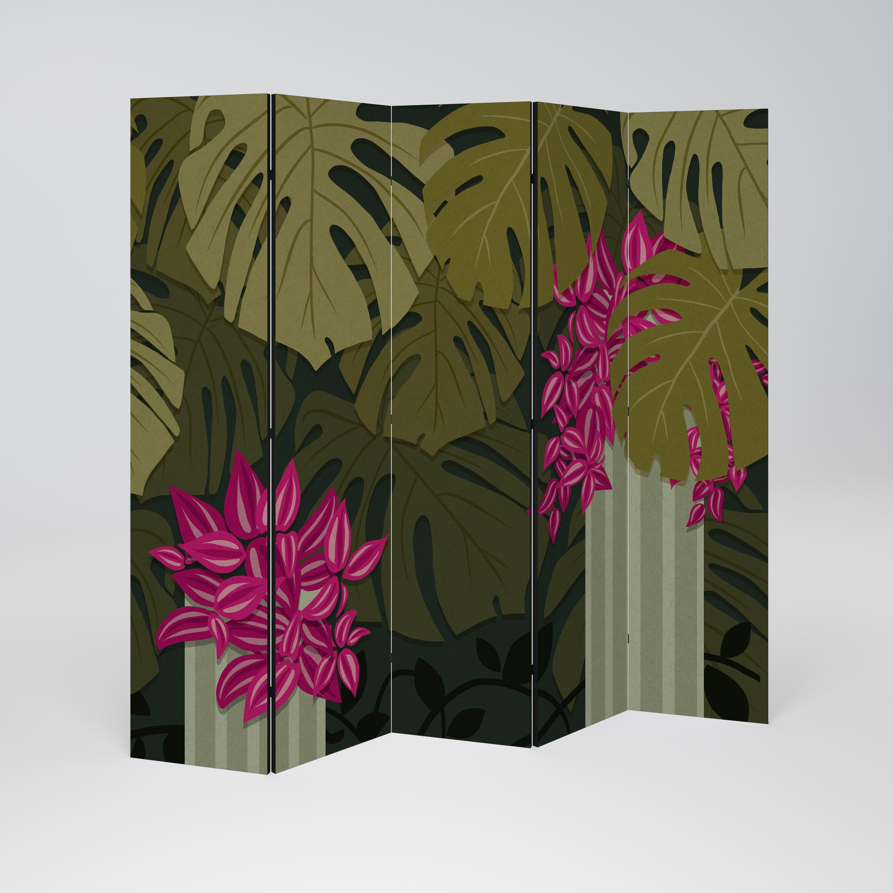 TROPICAL BEAUTY Dekorativer 5-teiliger Raumteiler