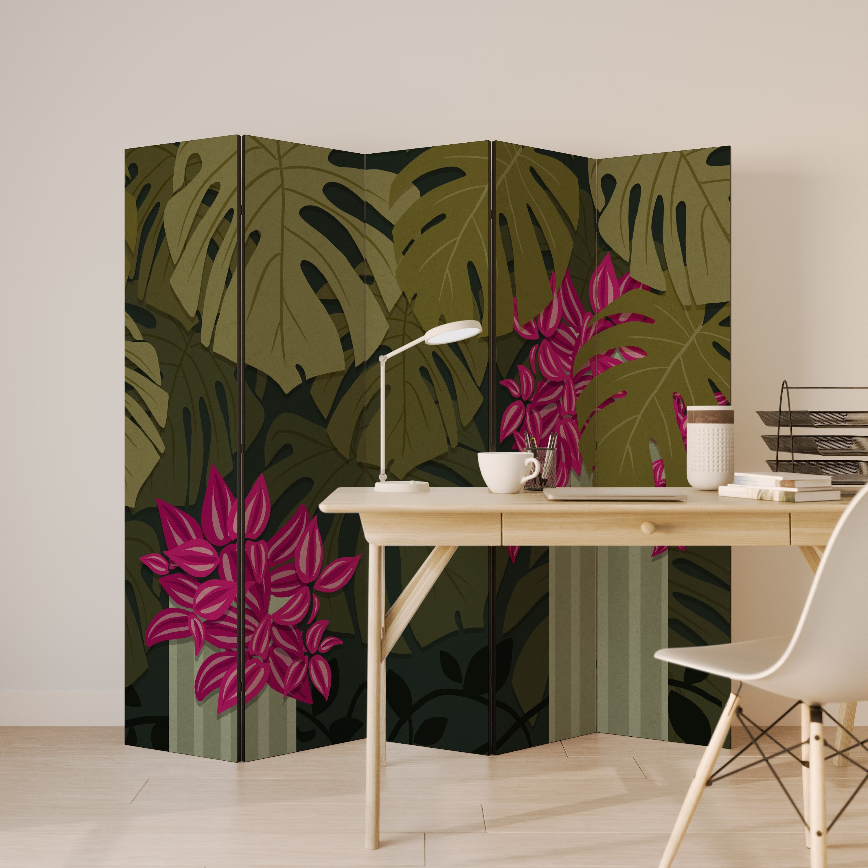 TROPICAL BEAUTY Dekorativer 5-teiliger Raumteiler