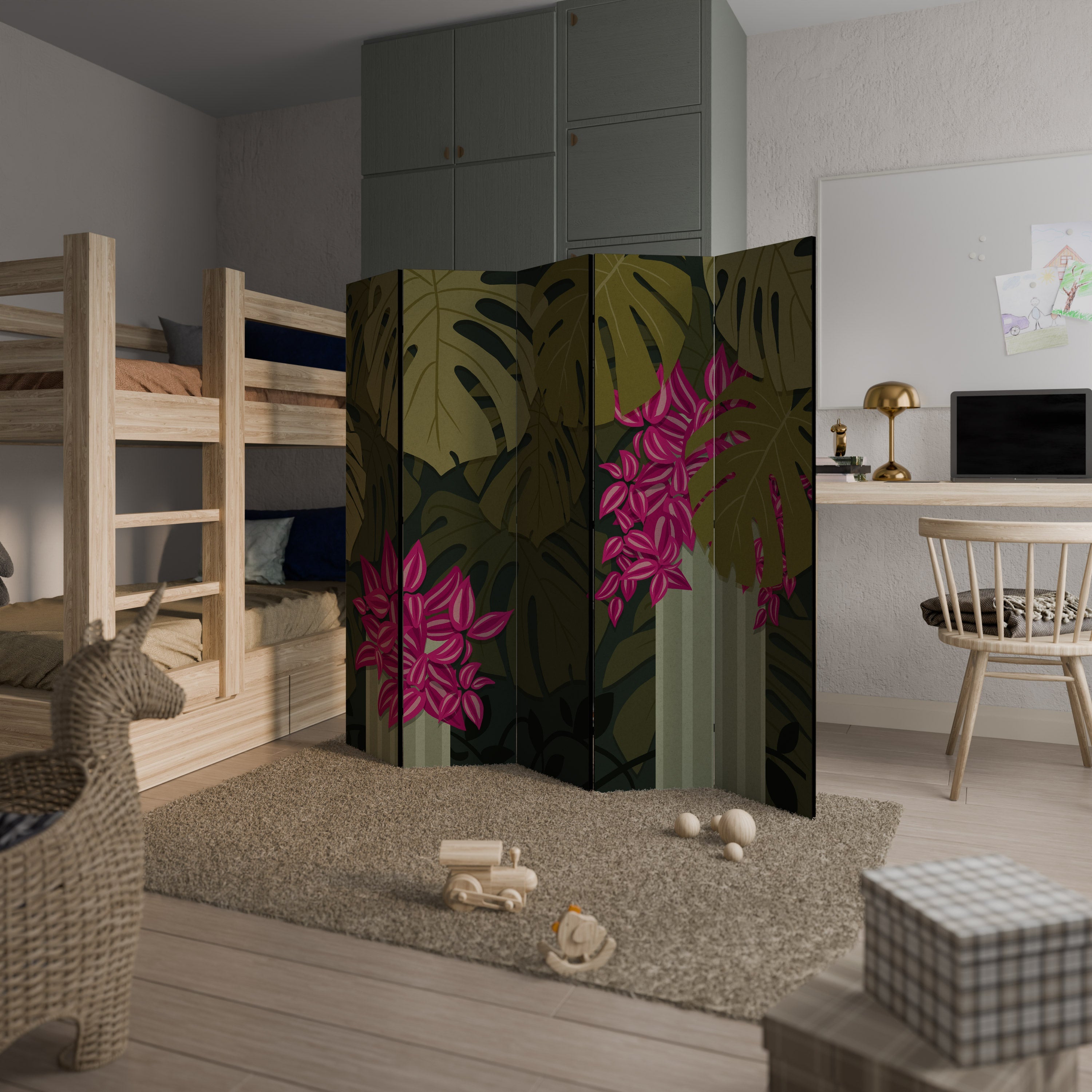 TROPICAL BEAUTY Dekorativer 5-teiliger Raumteiler