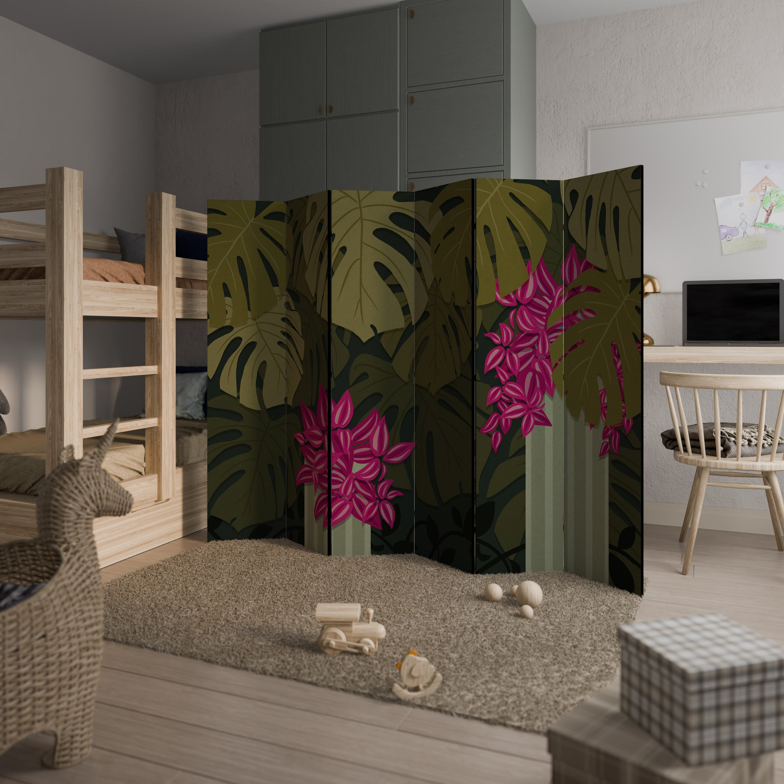 TROPICAL BEAUTY Dekorativer 6-teiliger Raumteiler