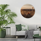 GLOWING MEADOWS AT DUSK Runde Wanddekoration Ø 69 cm