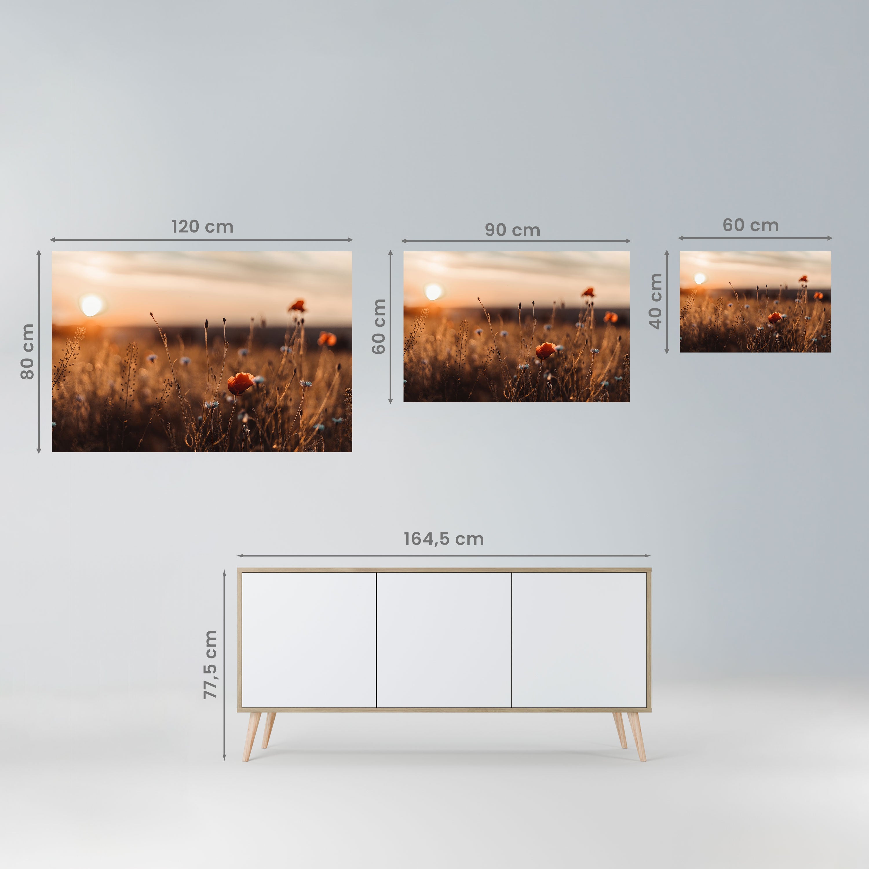 Horizontales Poster „GLOWING MEADOWS AT DUSK“ zum Abziehen und Aufkleben