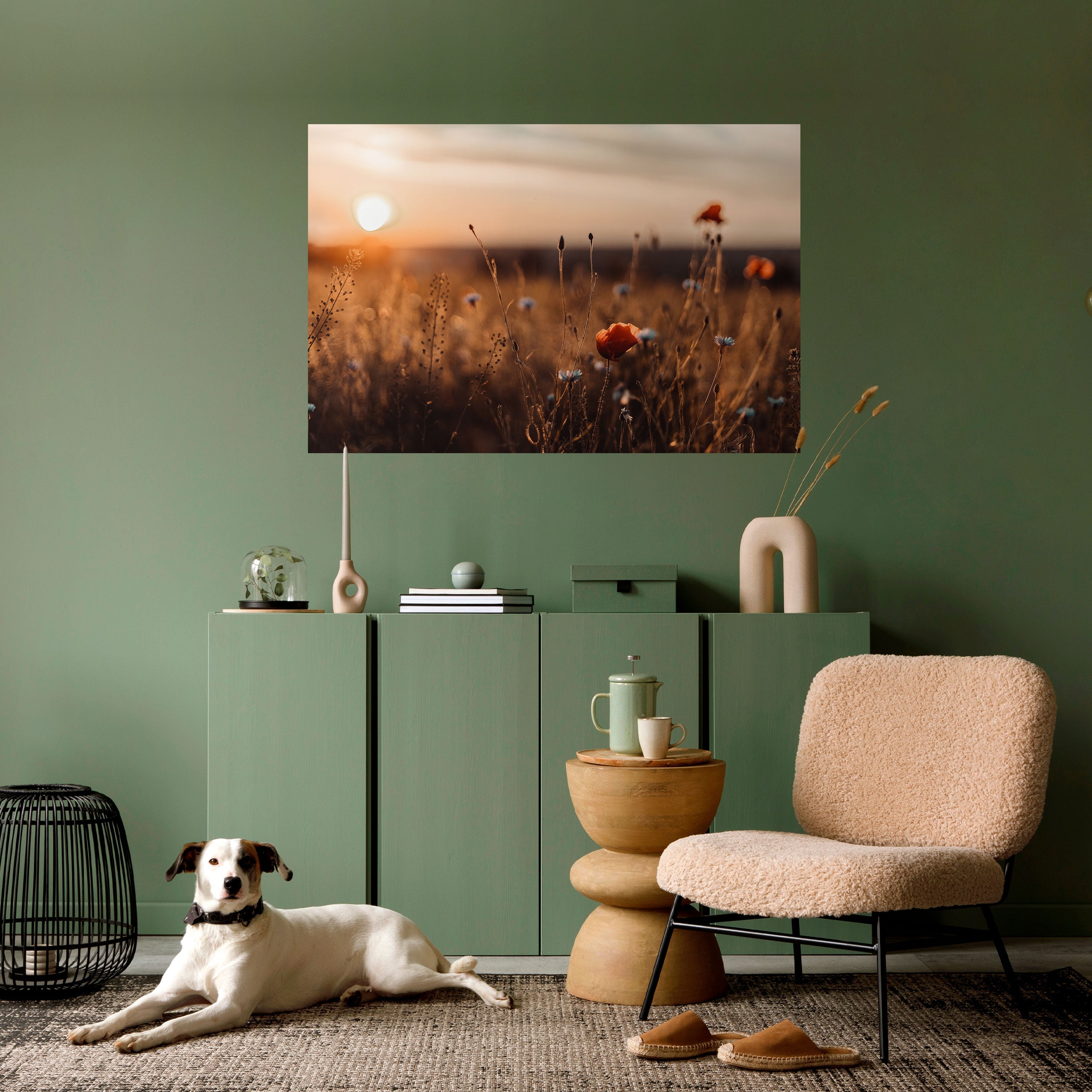 Horizontales Poster „GLOWING MEADOWS AT DUSK“ zum Abziehen und Aufkleben