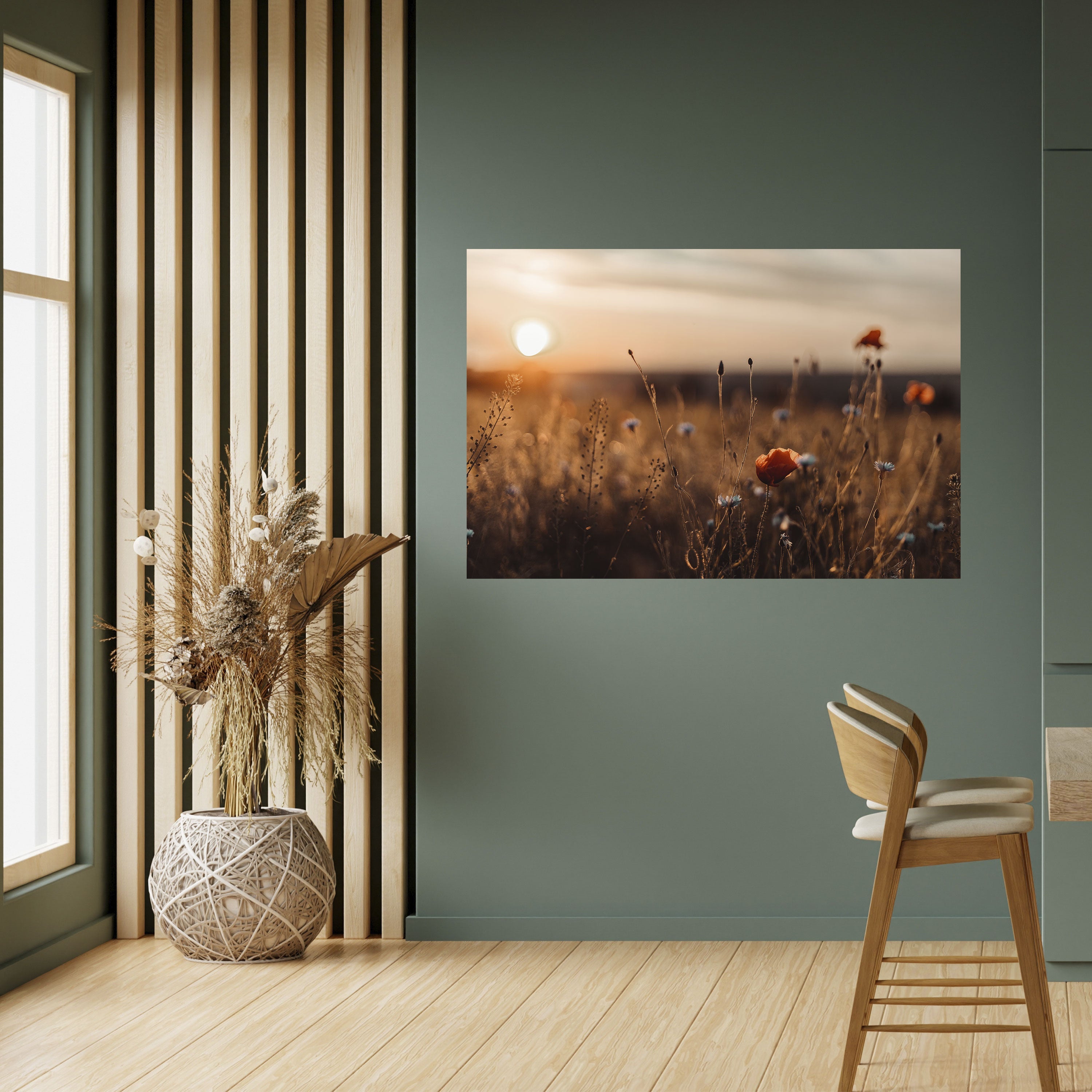 Horizontales Poster „GLOWING MEADOWS AT DUSK“ zum Abziehen und Aufkleben