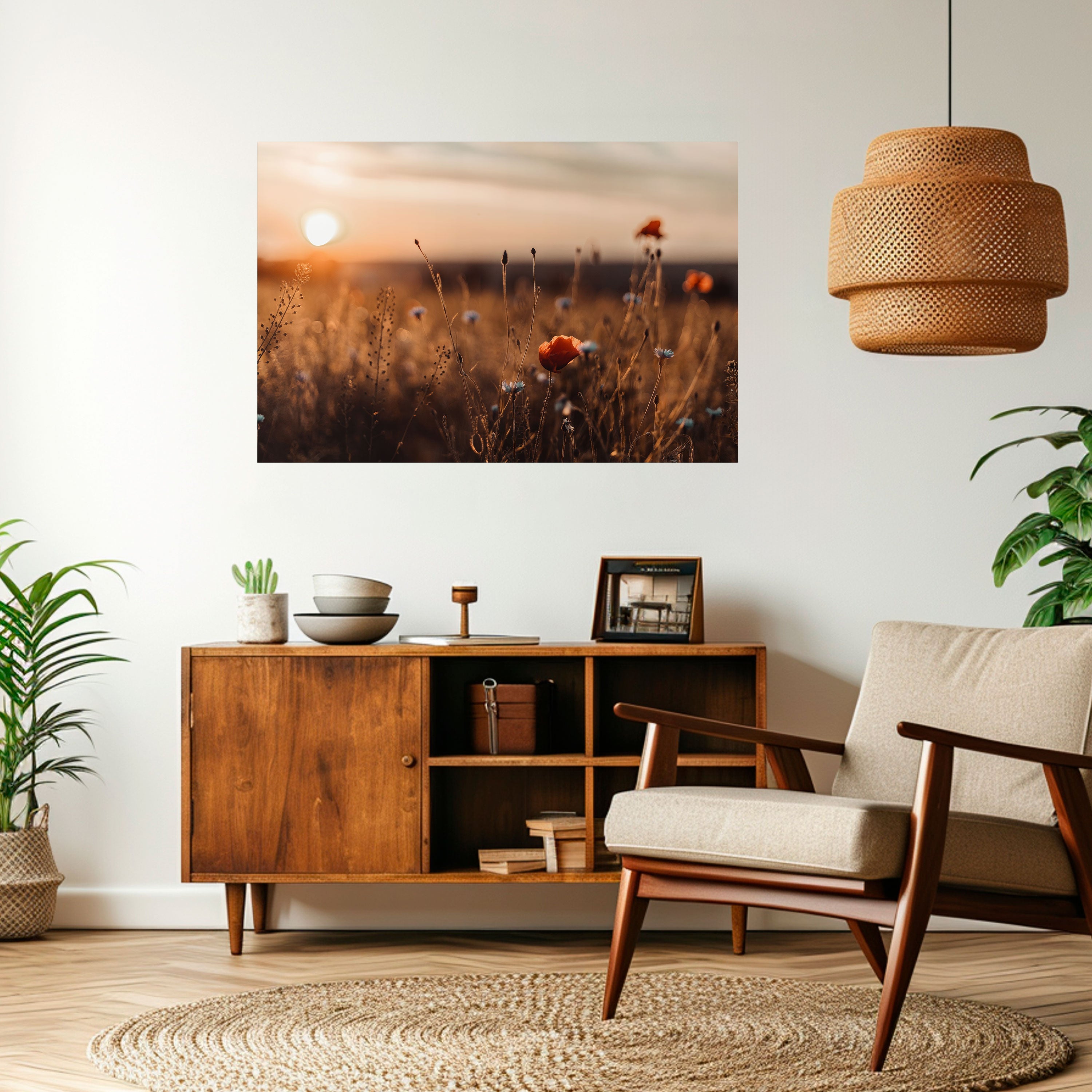 Horizontales Poster „GLOWING MEADOWS AT DUSK“ zum Abziehen und Aufkleben