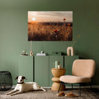 GLOWING MEADOWS AT DUSK Selbstklebendes Horizontal-Poster