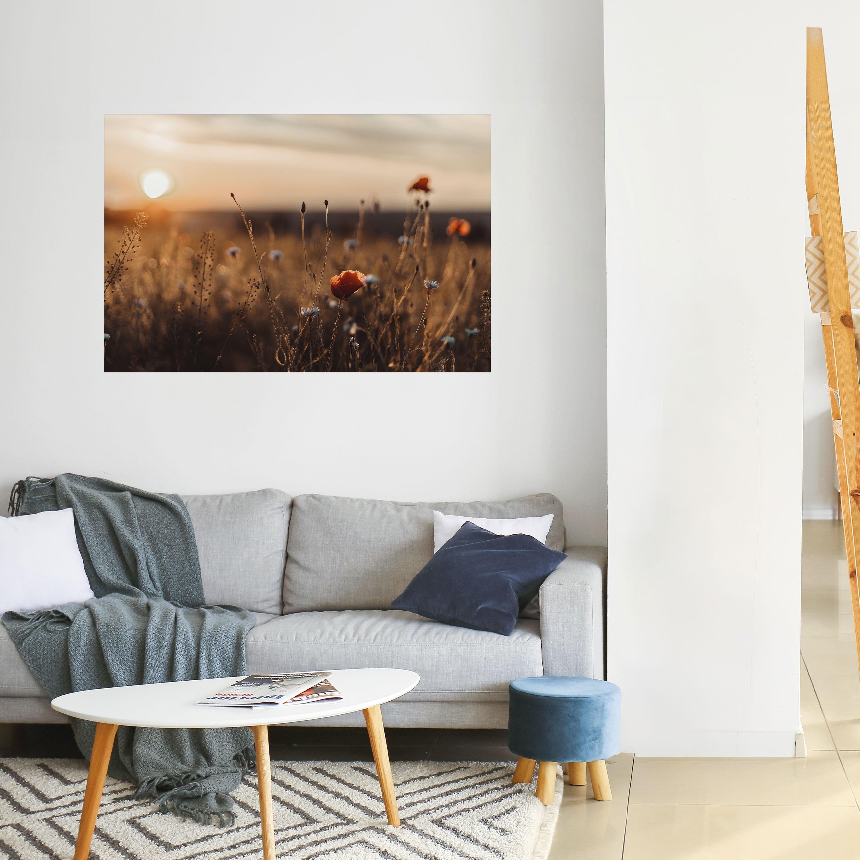 Horizontales Poster „GLOWING MEADOWS AT DUSK“ zum Abziehen und Aufkleben