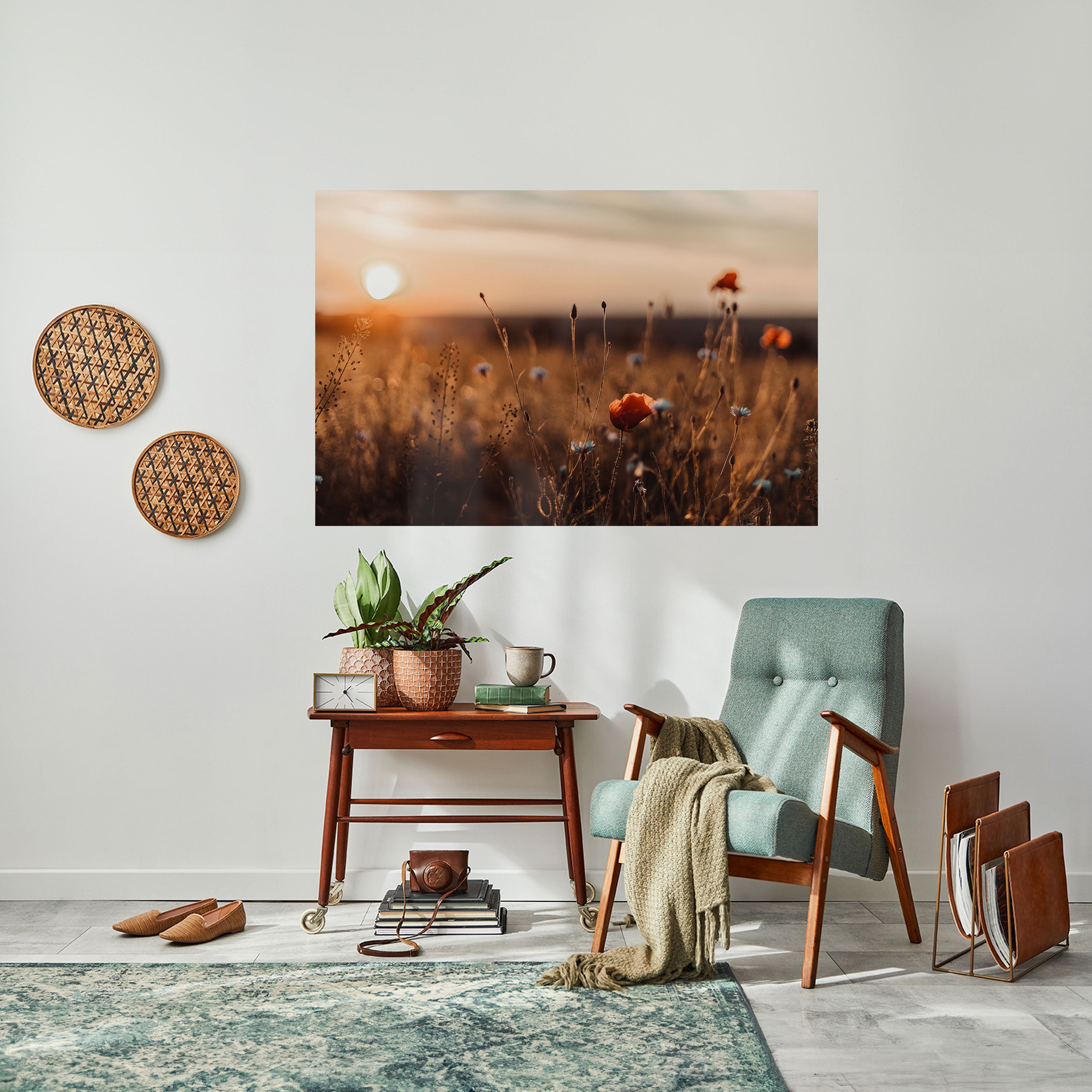Horizontales Poster „GLOWING MEADOWS AT DUSK“ zum Abziehen und Aufkleben