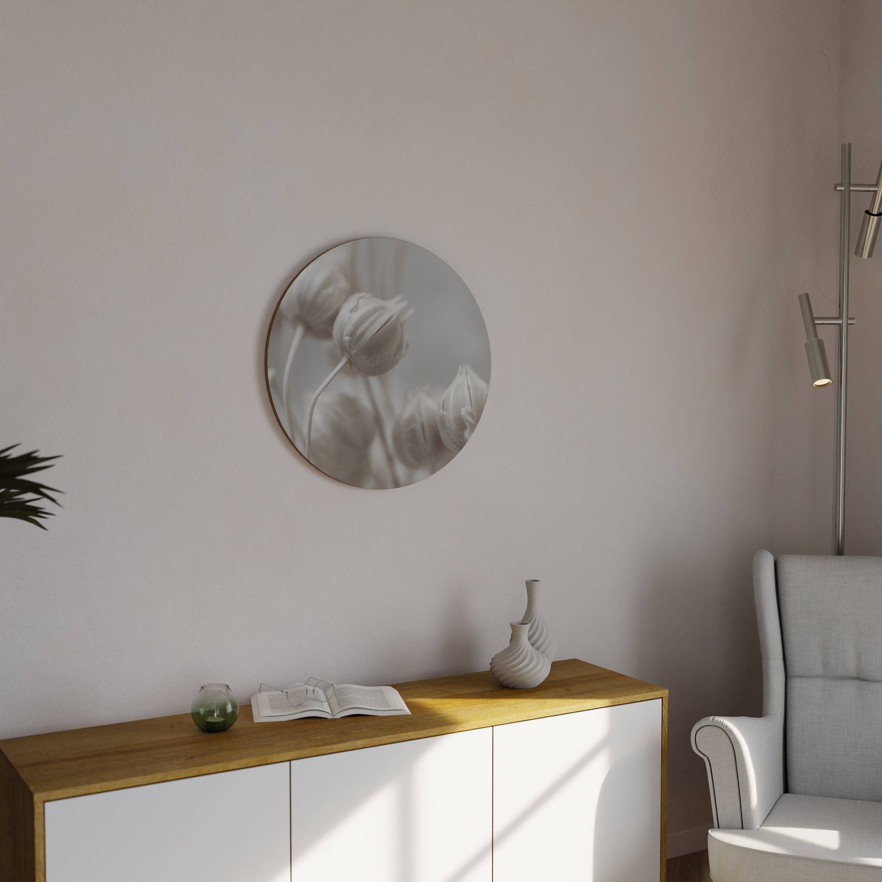 MYSTICAL BOTANICAL BLUSH Runde Wandkunst