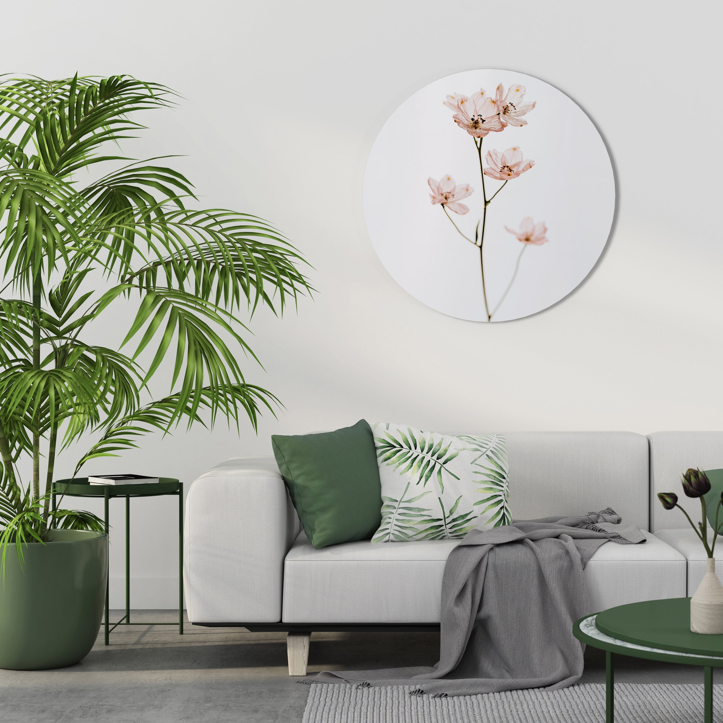 Runde Wandkunst „WHISPERS OF PINK“