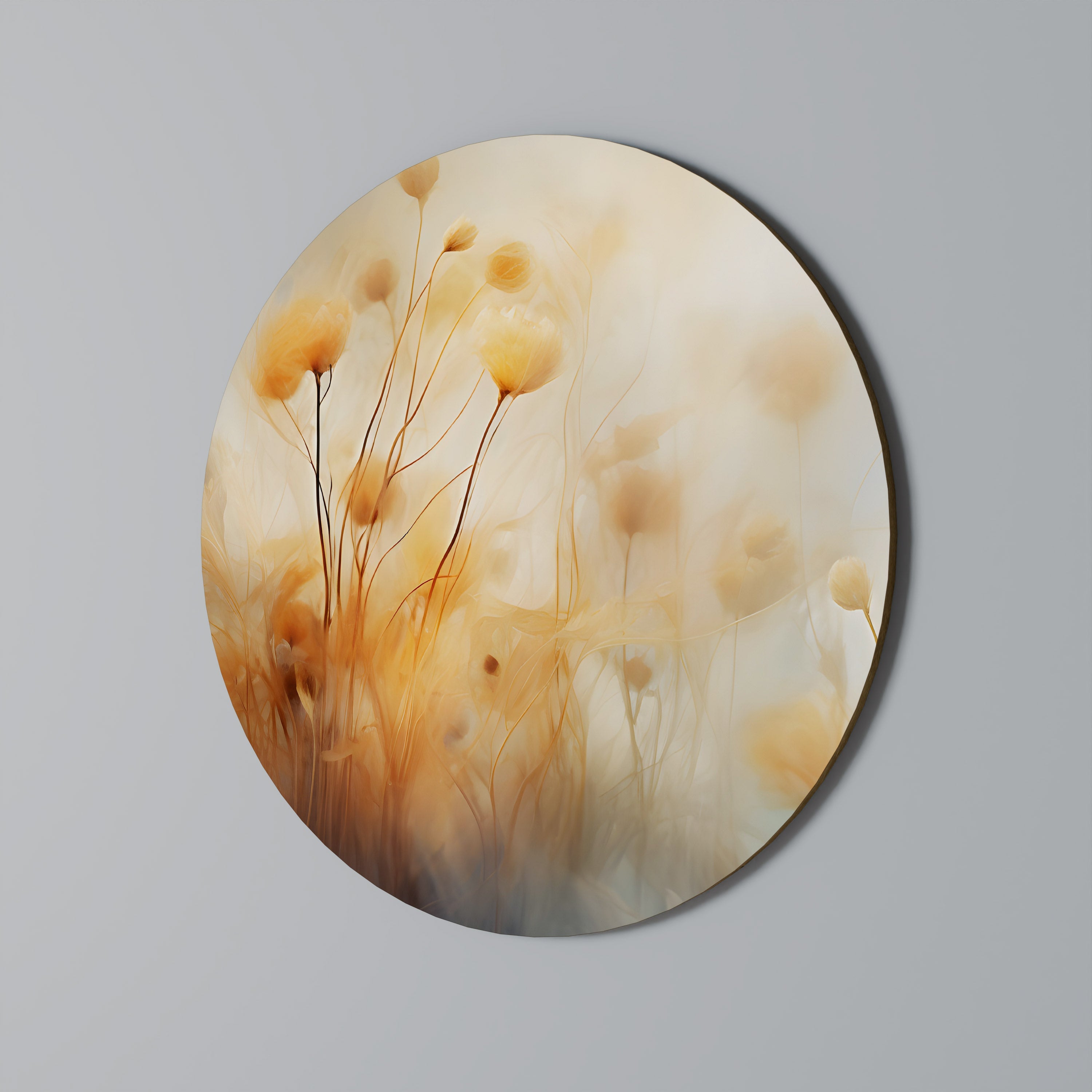 GOLDEN HUE EMBRACE Runde Wandkunst