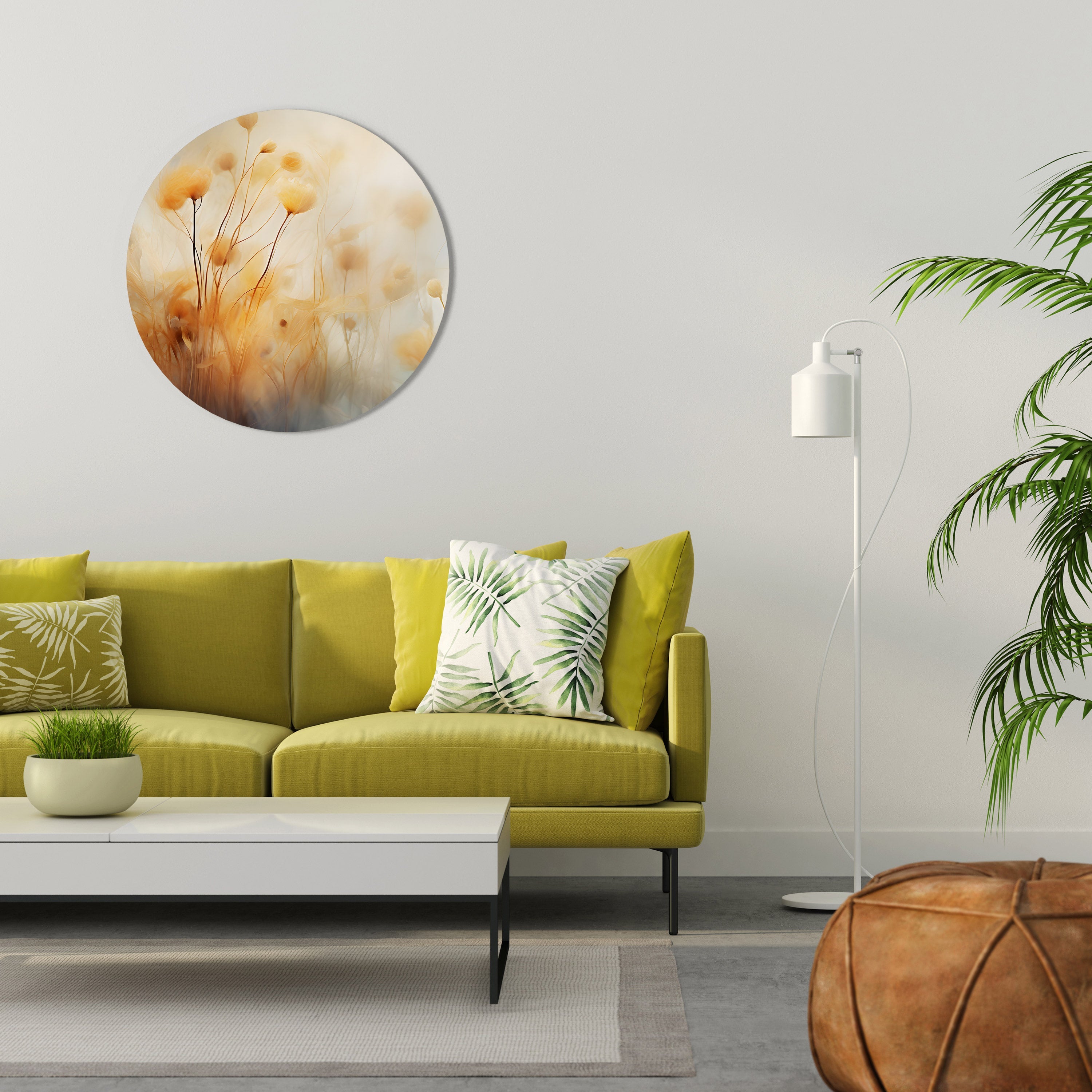 GOLDEN HUE EMBRACE Runde Wandkunst
