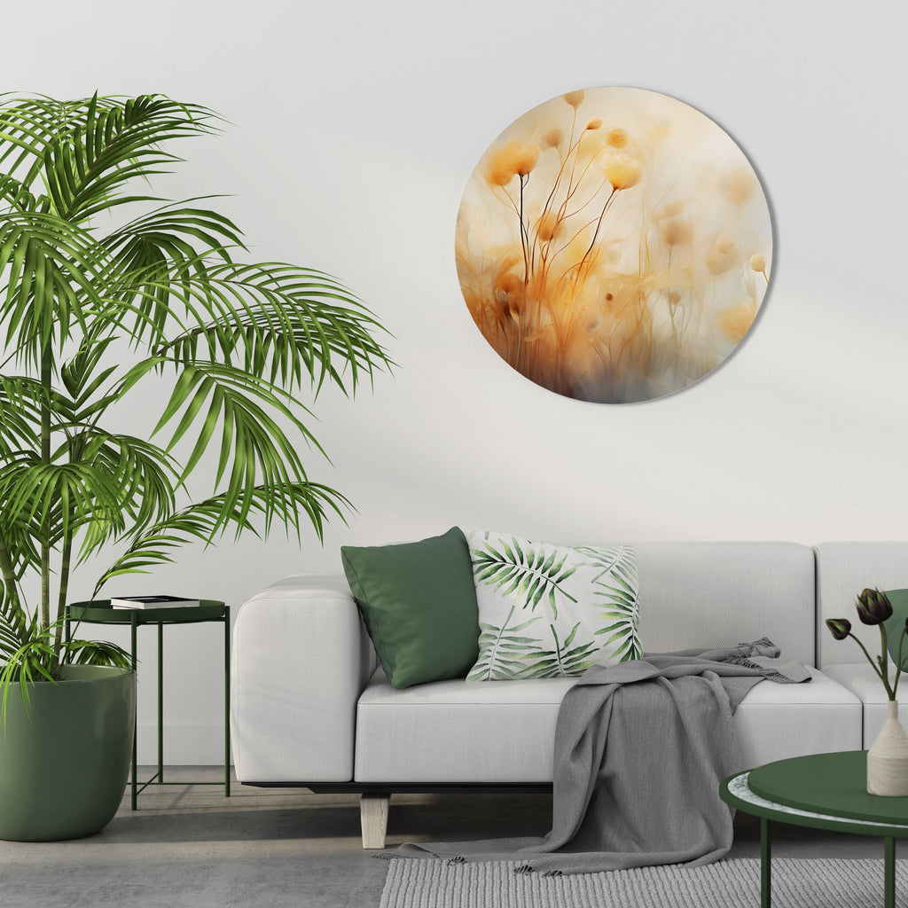 GOLDEN HUE EMBRACE Runde Wandkunst
