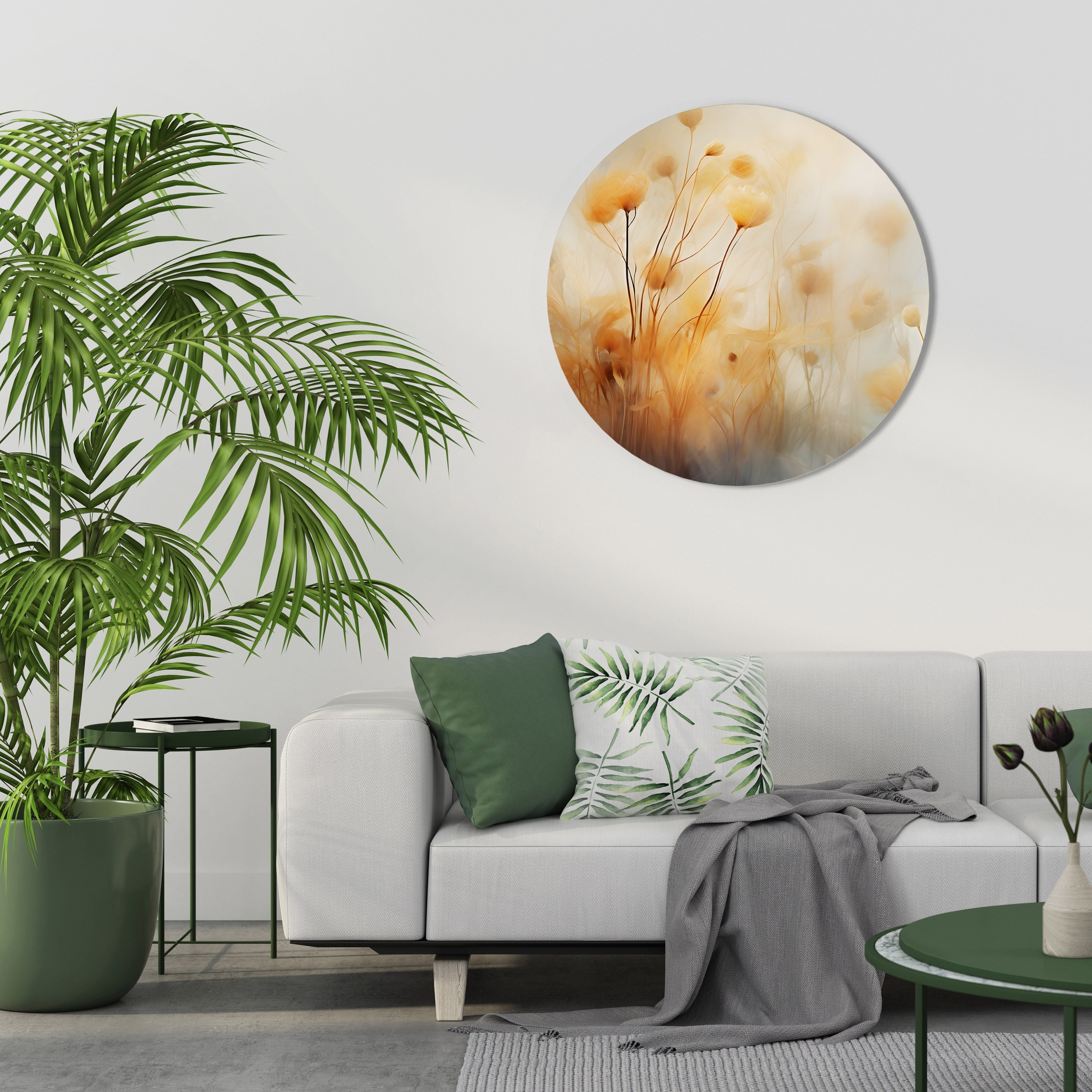 GOLDEN HUE EMBRACE Runde Wandkunst