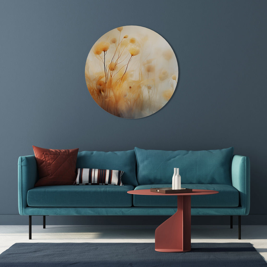 GOLDEN HUE EMBRACE Runde Wandkunst