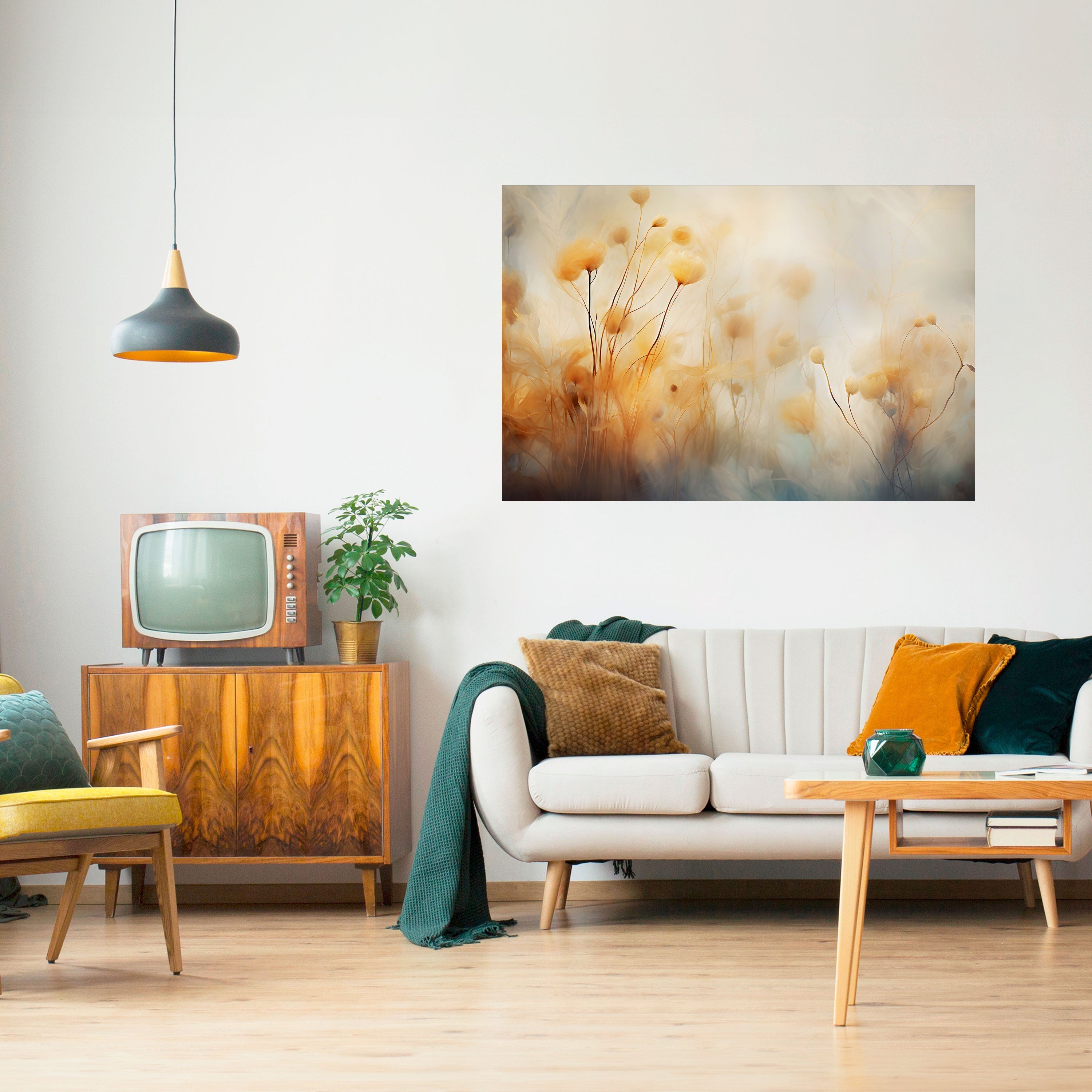 GOLDEN HUE EMBRACE Horizontales Poster zum Abziehen und Aufkleben