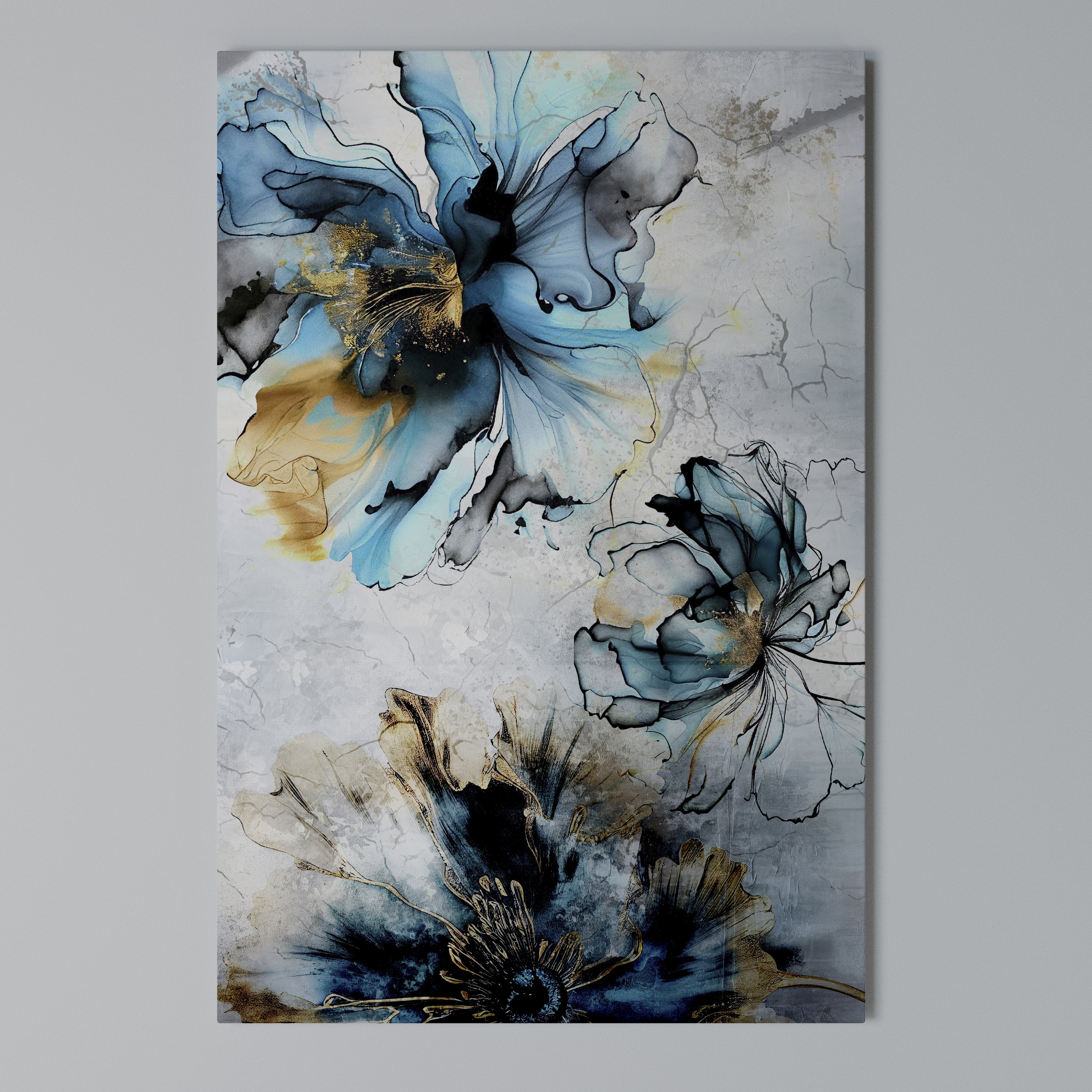 COBALT BLOSSOMS Vertical Canvas Print