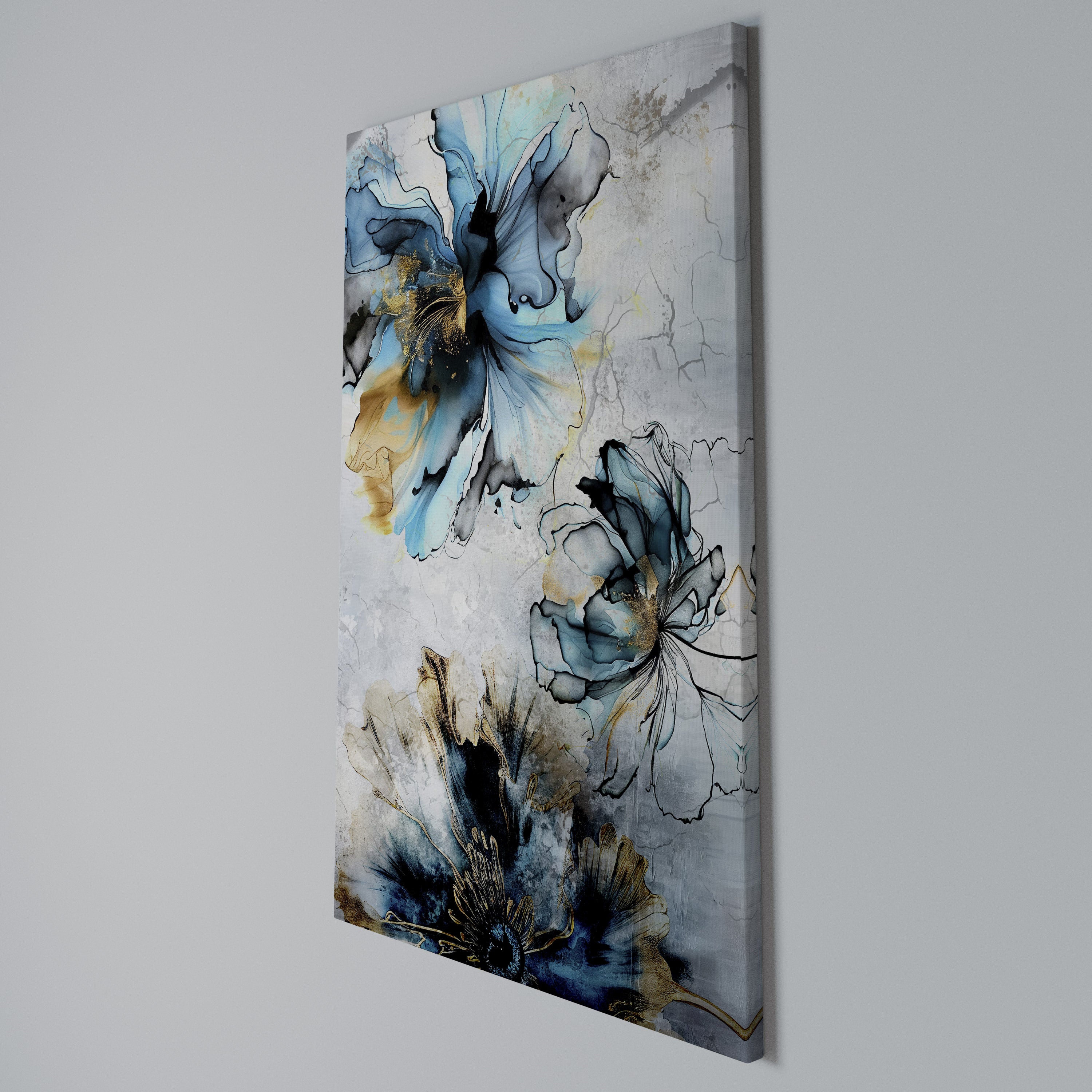 COBALT BLOSSOMS Vertical Canvas Print