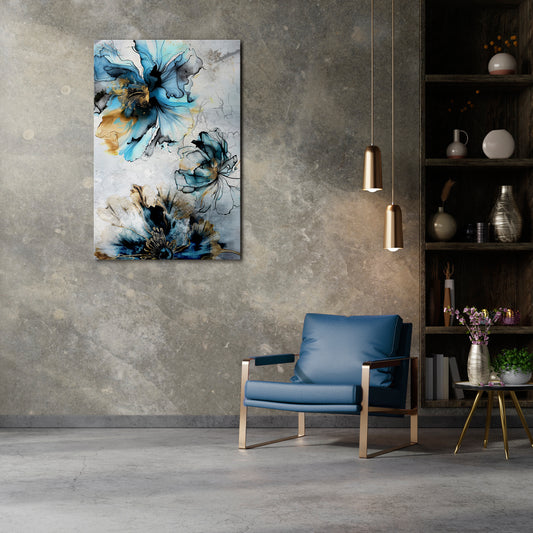 COBALT BLOSSOMS Vertical Canvas Print