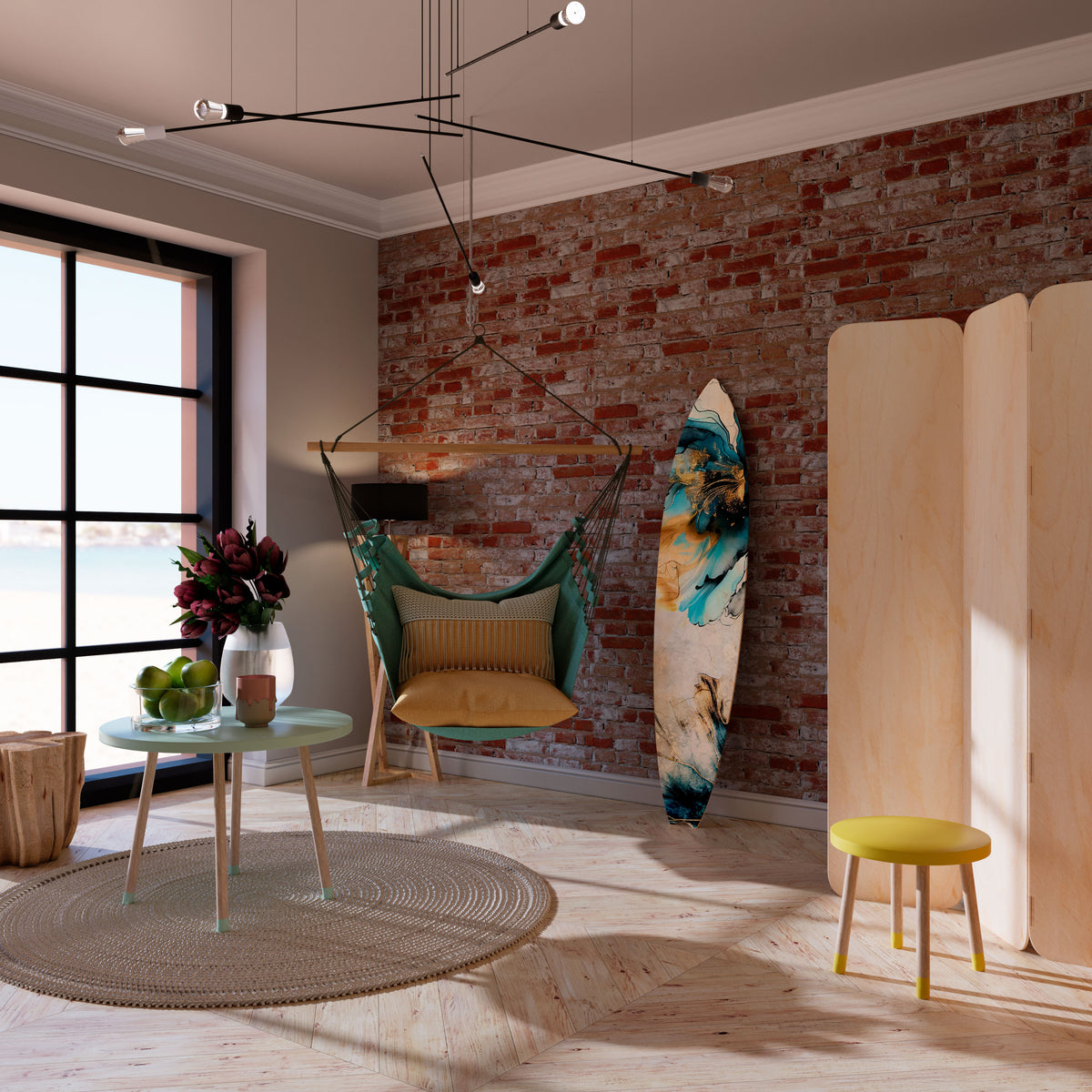 COBALT BLOSSOMS Surfboard Decorative Panel