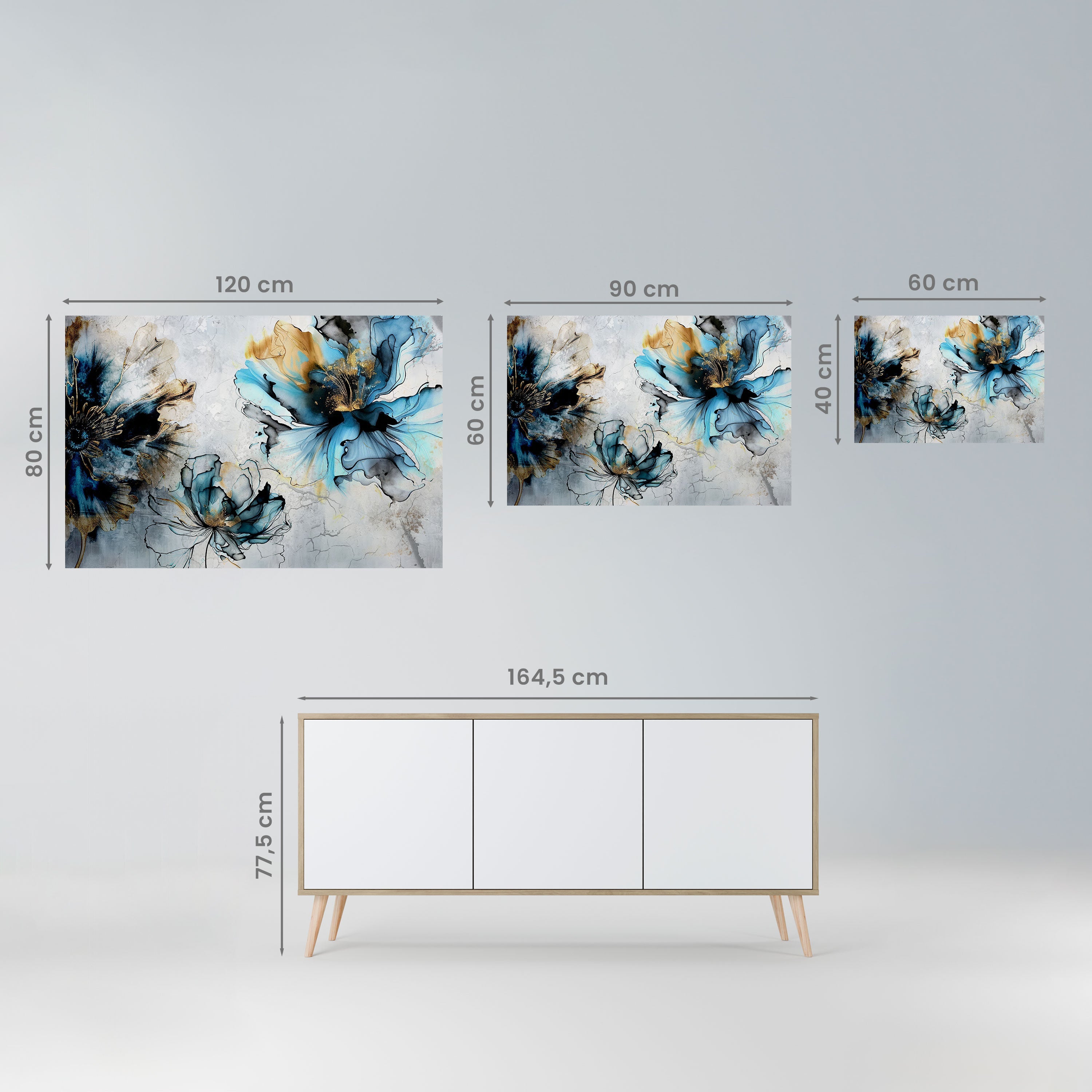 Kobaltblüten, horizontales Poster zum Abziehen und Aufkleben