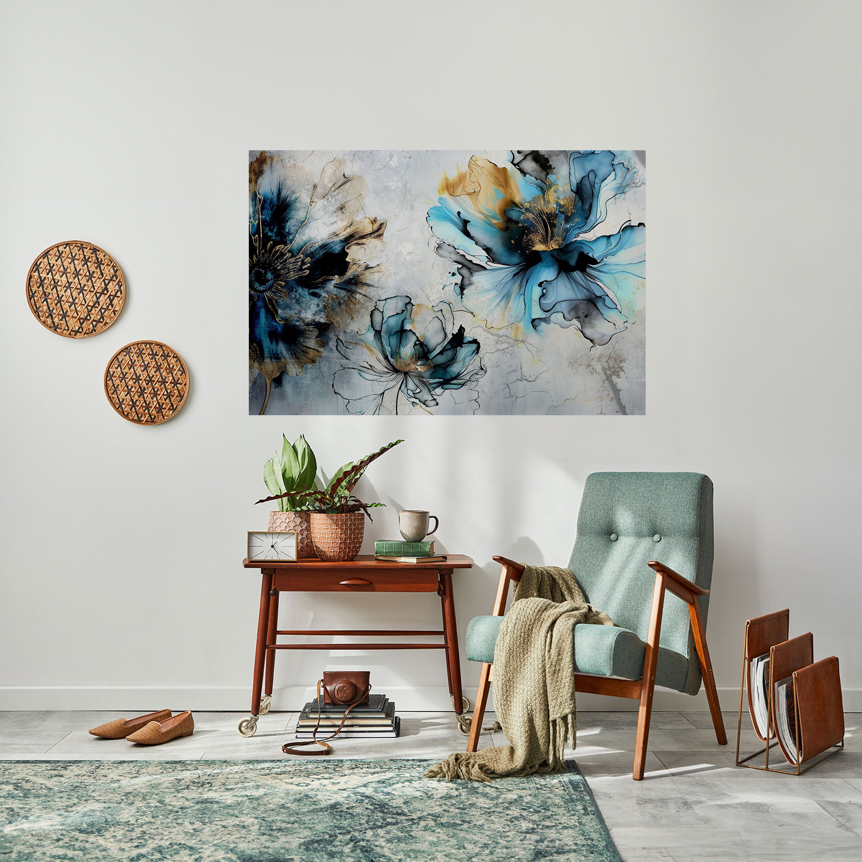 Kobaltblüten, horizontales Poster zum Abziehen und Aufkleben