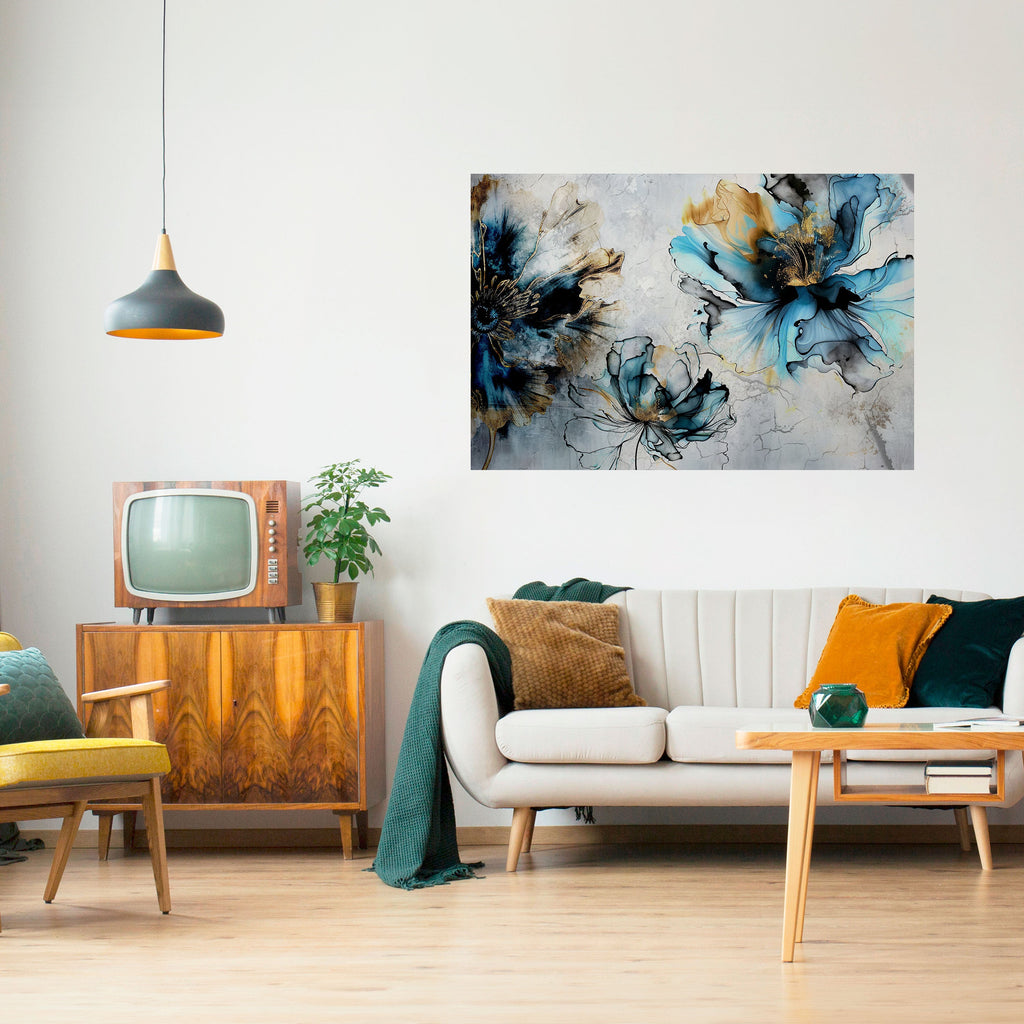 Kobaltblüten, horizontales Poster zum Abziehen und Aufkleben