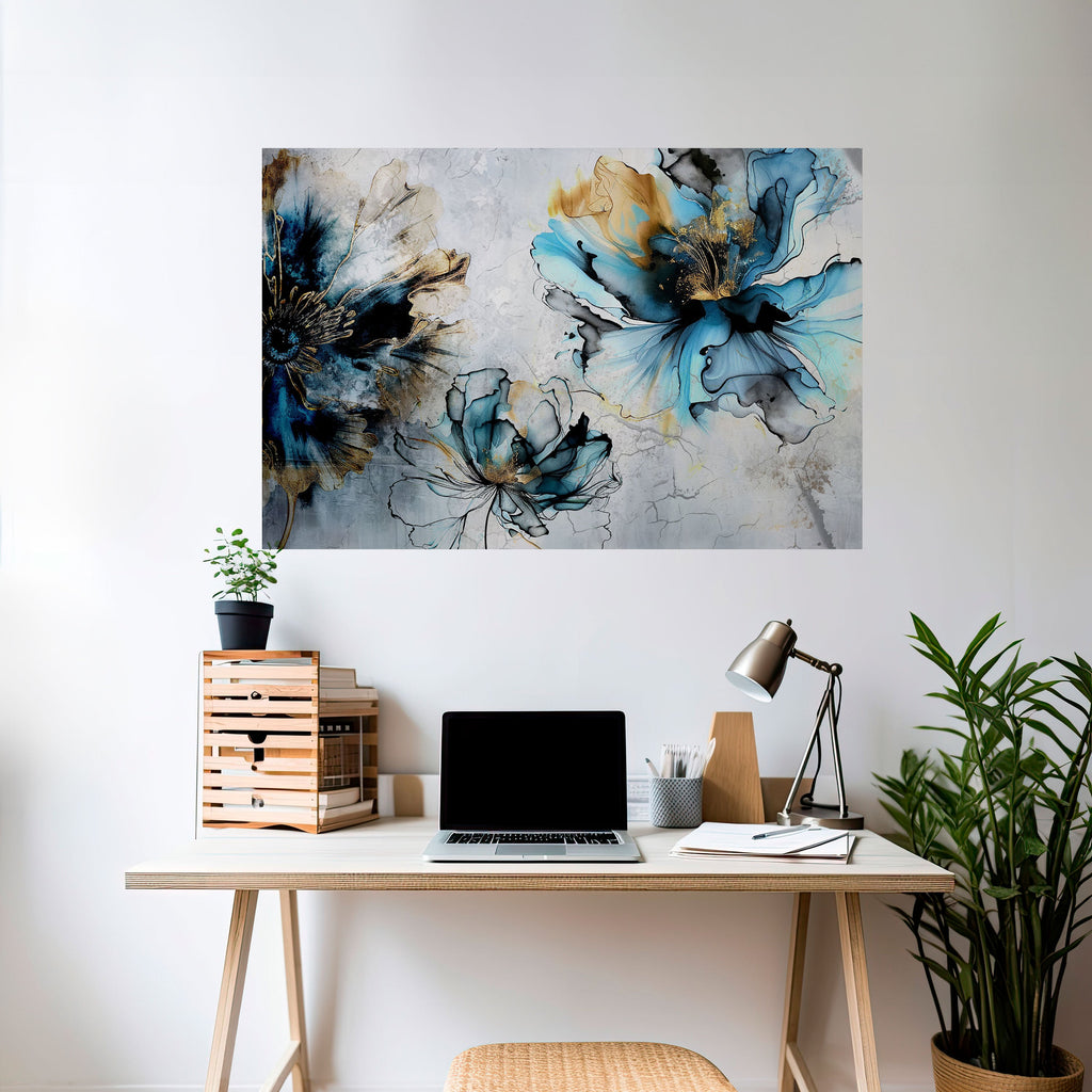 Kobaltblüten, horizontales Poster zum Abziehen und Aufkleben