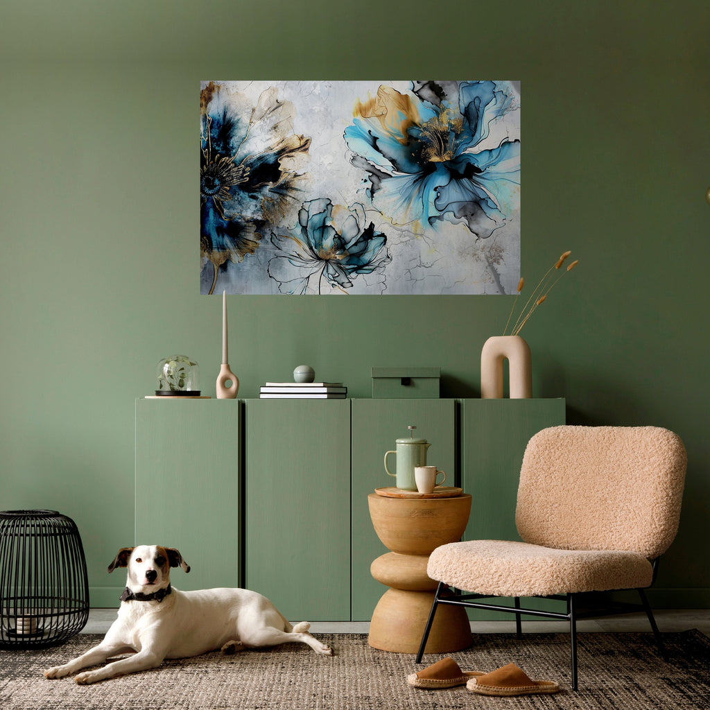 Kobaltblüten, horizontales Poster zum Abziehen und Aufkleben