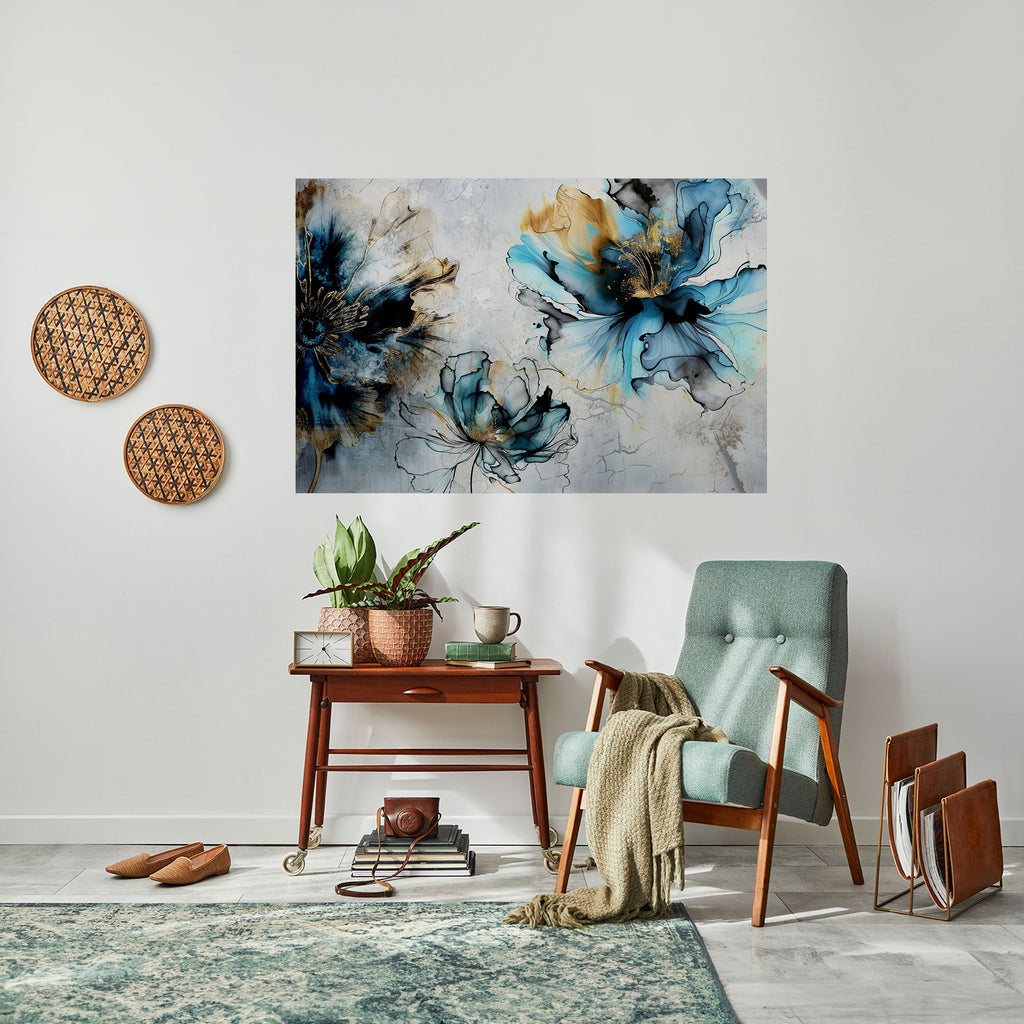 Kobaltblüten, horizontales Poster zum Abziehen und Aufkleben