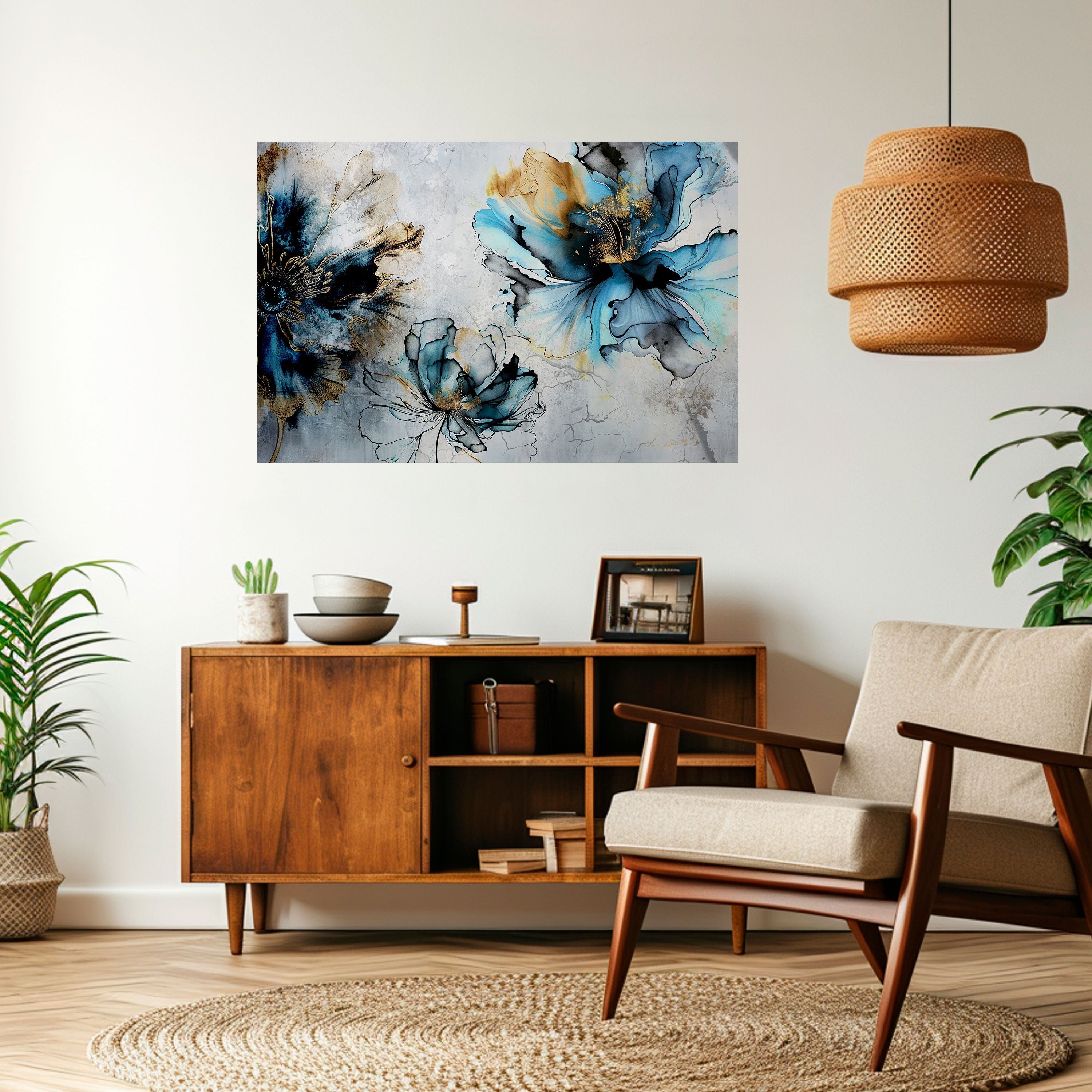 Kobaltblüten, horizontales Poster zum Abziehen und Aufkleben