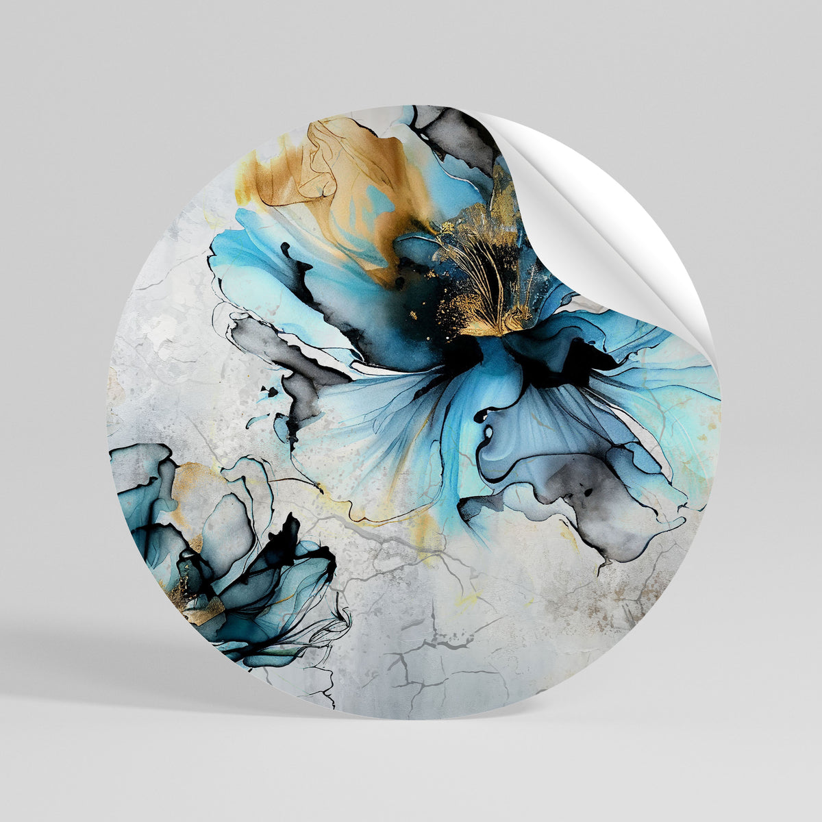 COBALT BLOSSOMS Runder Wandsticker zum Abziehen und Aufkleben