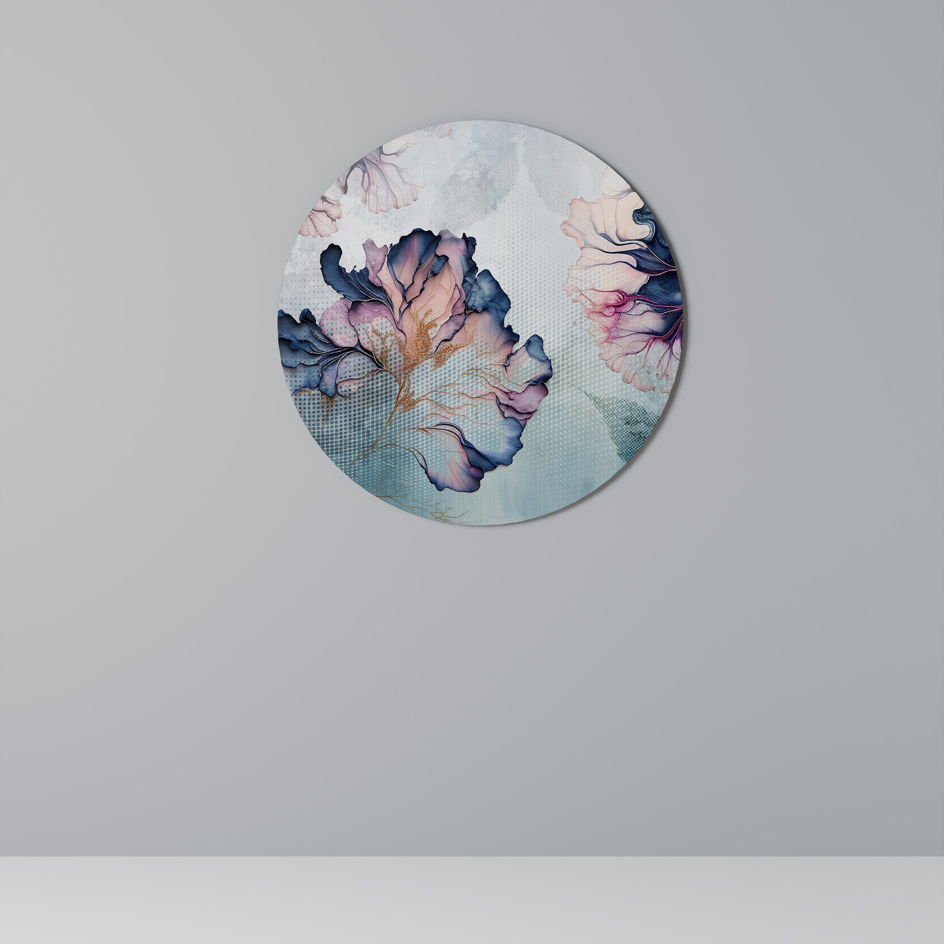 ICY BLOSSOMS Runde Wandkunst