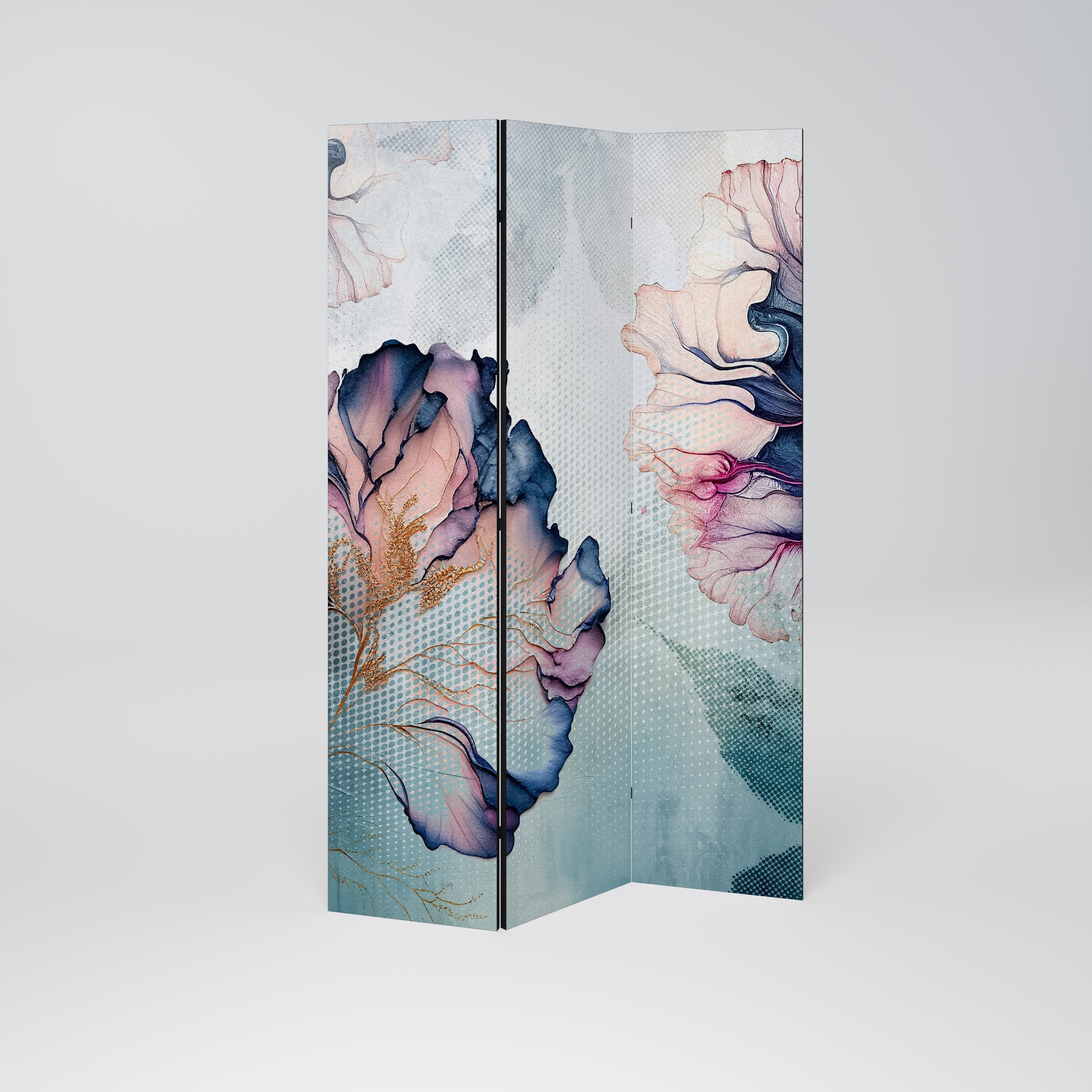ICY BLOSSOMS Dekorativer 3-teiliger Raumteiler