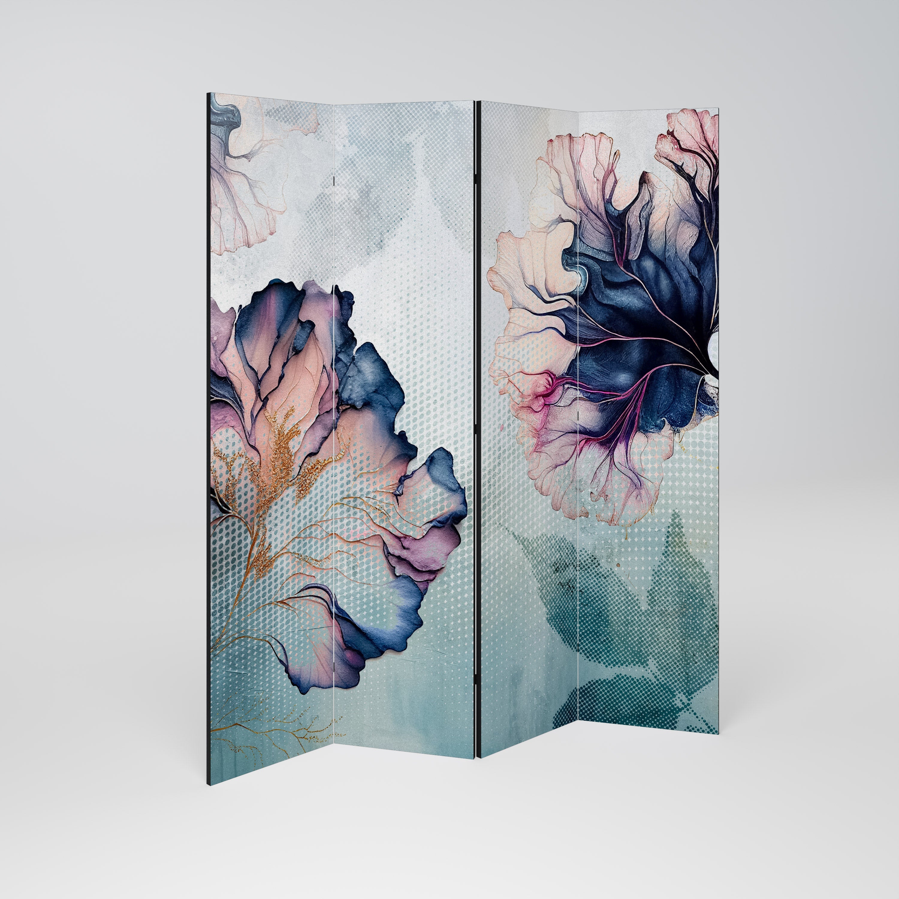 ICY BLOSSOMS Dekorativer 4-teiliger Raumteiler