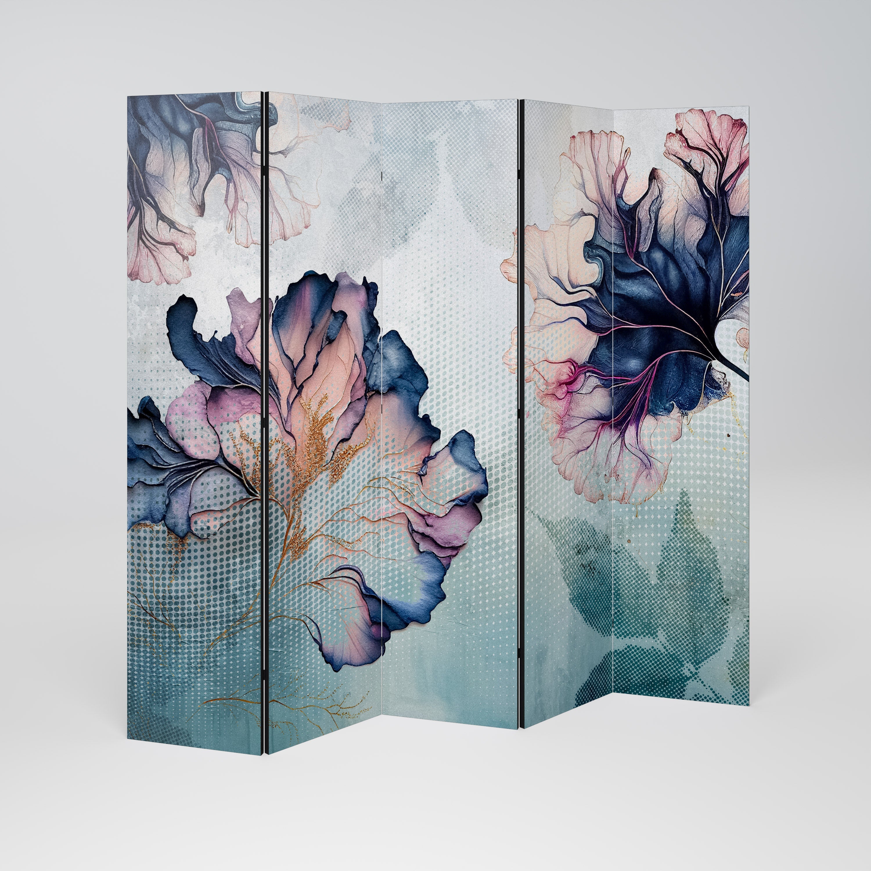 ICY BLOSSOMS Dekorativer 5-teiliger Raumteiler