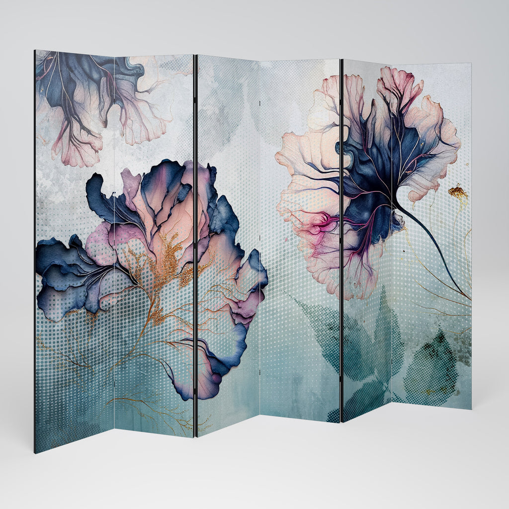 ICY BLOSSOMS Dekorativer 6-teiliger Raumteiler