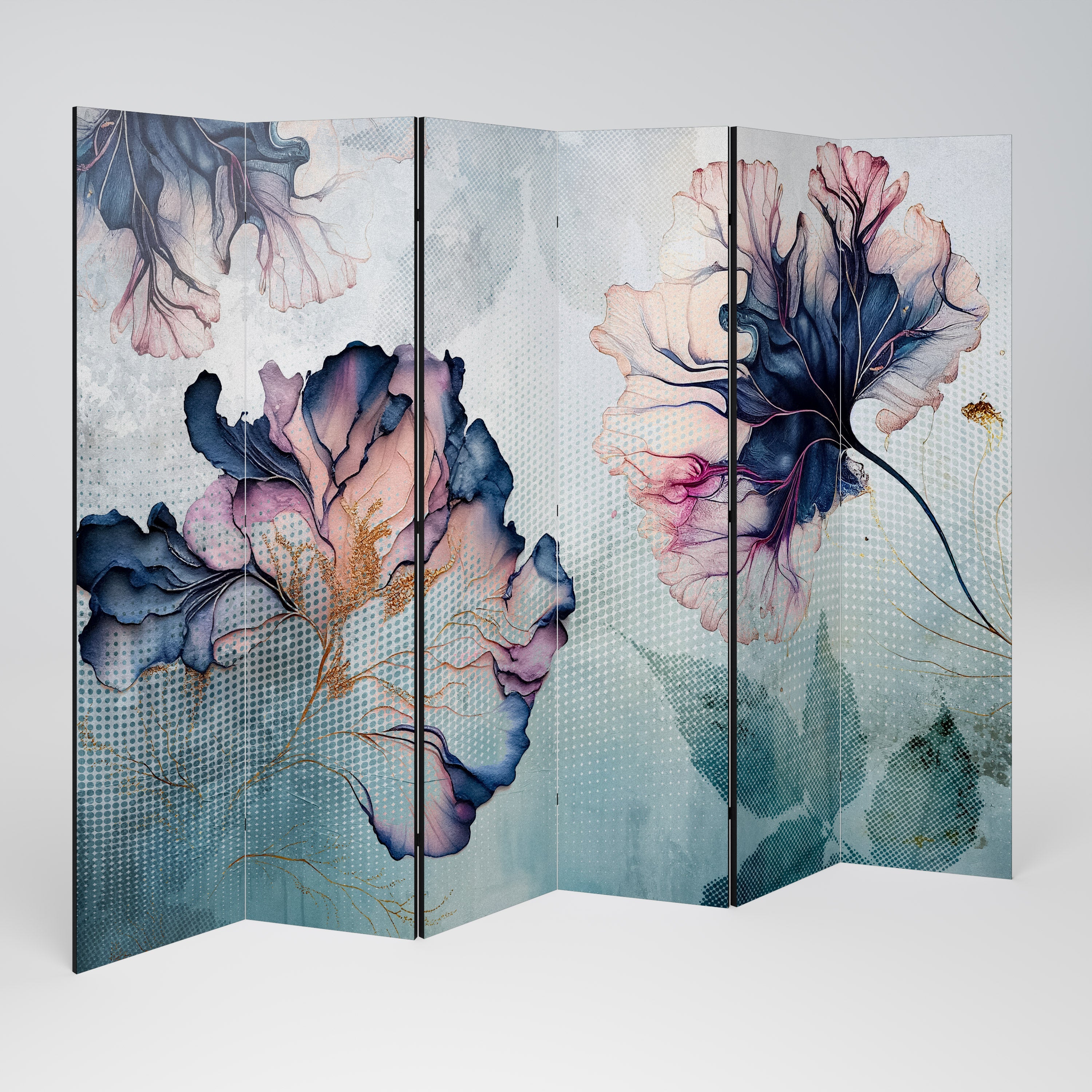 ICY BLOSSOMS Dekorativer 6-teiliger Raumteiler