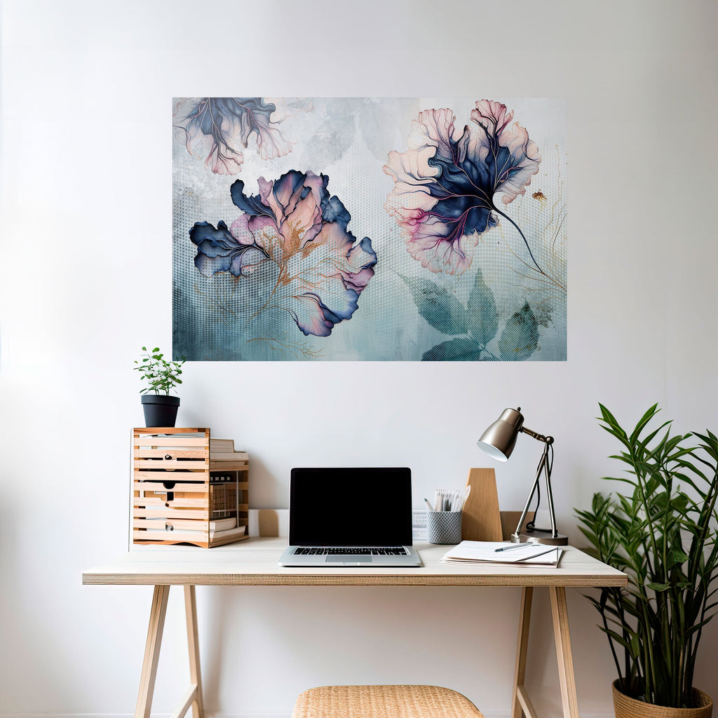 ICY BLOSSOMS Horizontales Poster zum Abziehen und Aufkleben