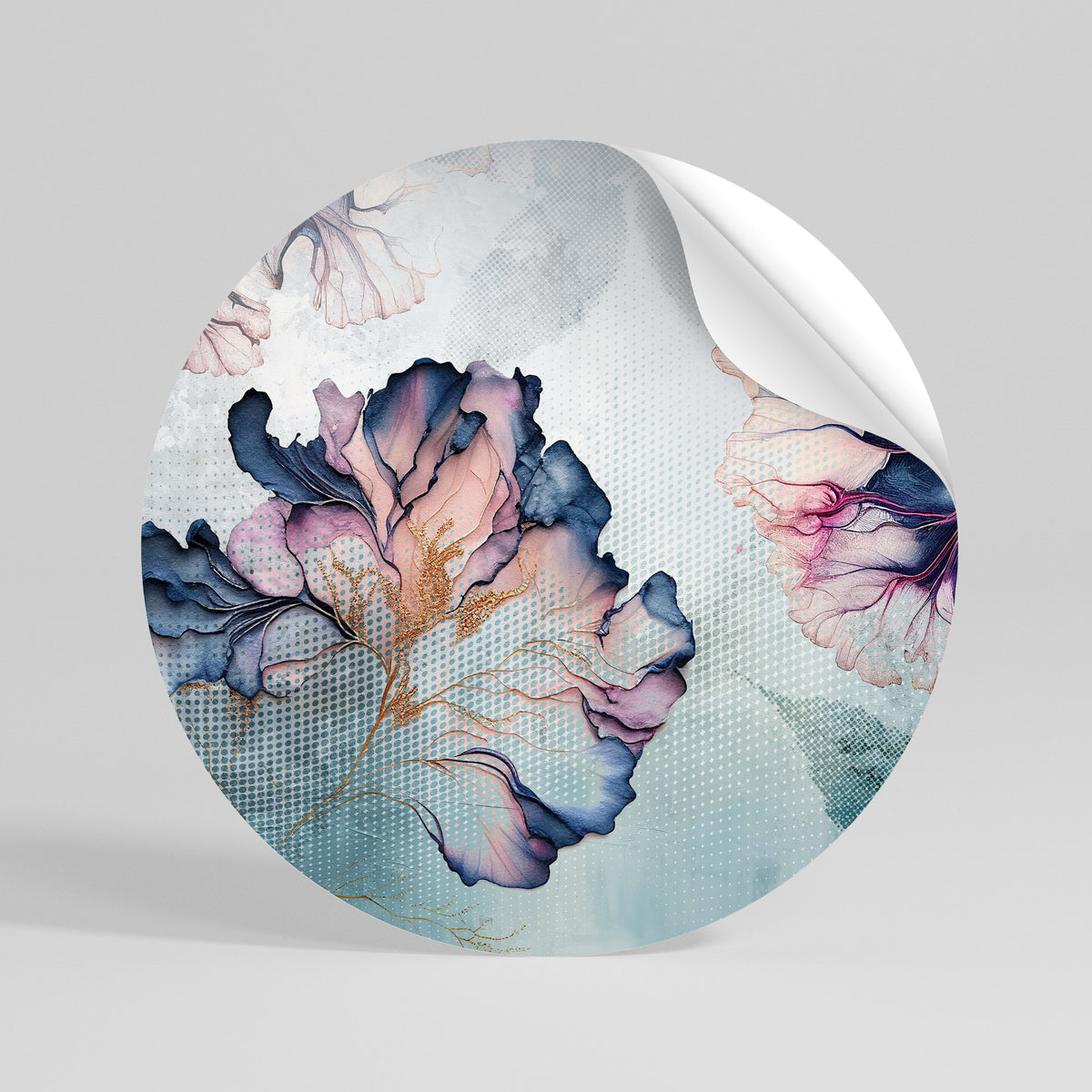 ICY BLOSSOMS Runder Wandsticker zum Abziehen und Aufkleben