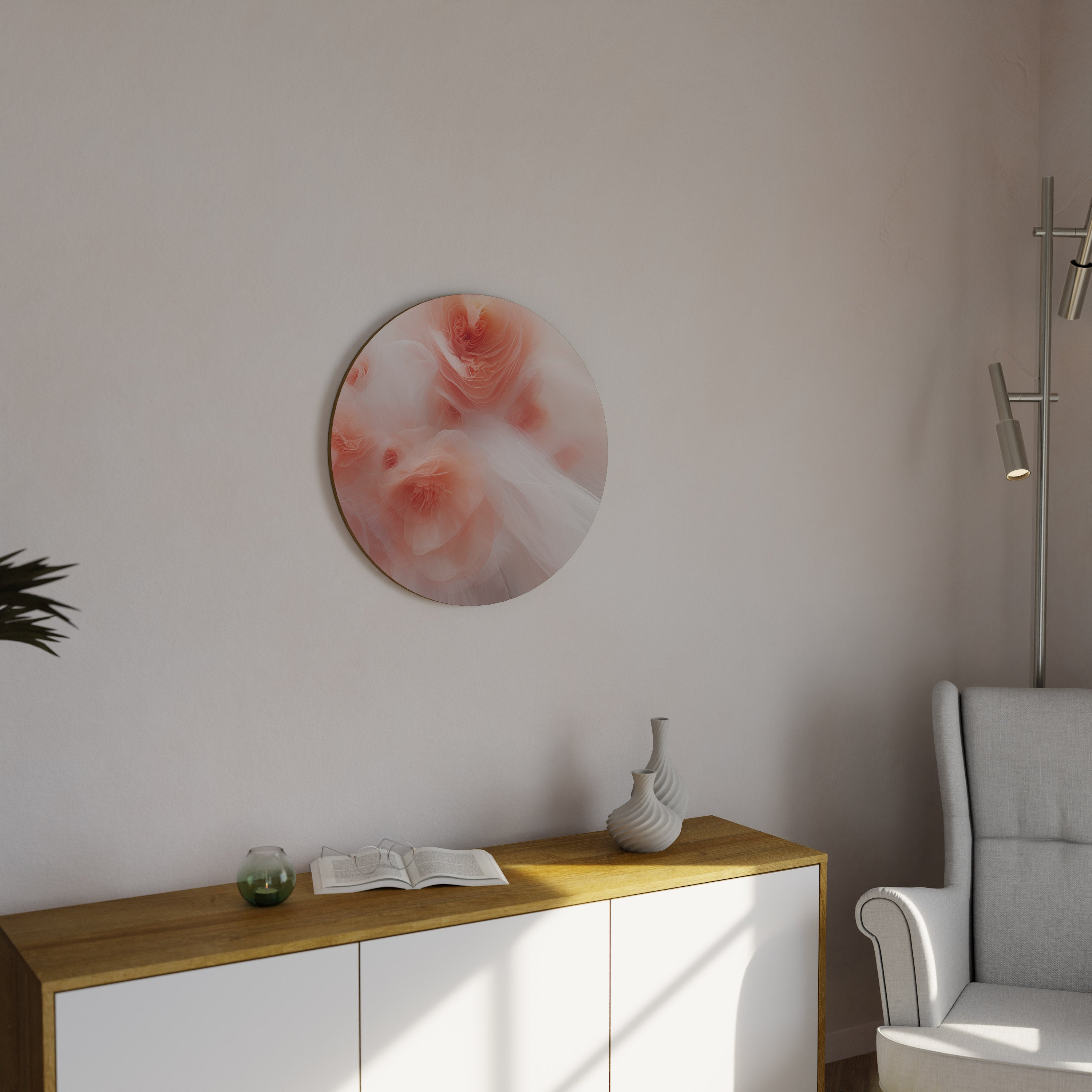 TENDER BLOSSOM VEIL Runde Wandkunst