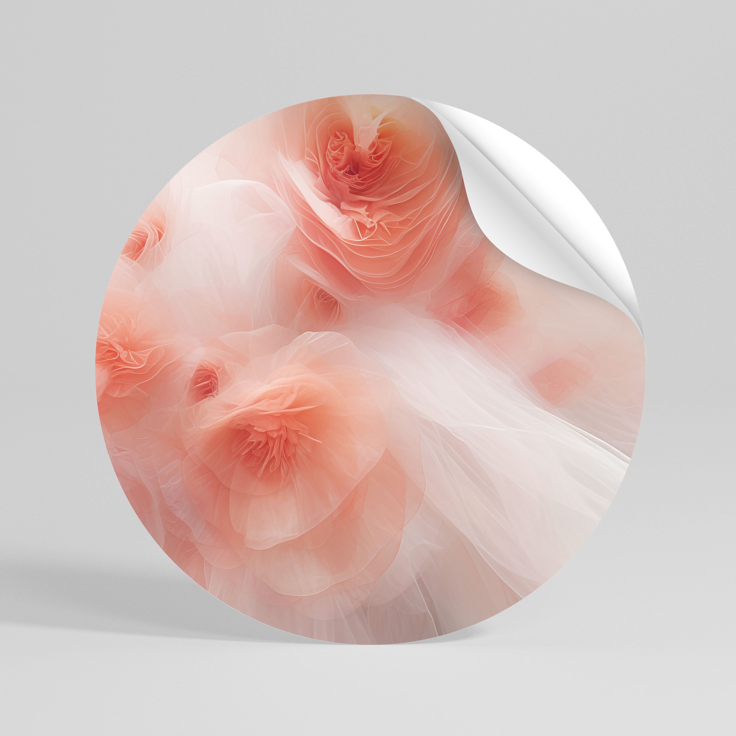 TENDER BLOSSOM VEIL Peel and Stick Round Sticker