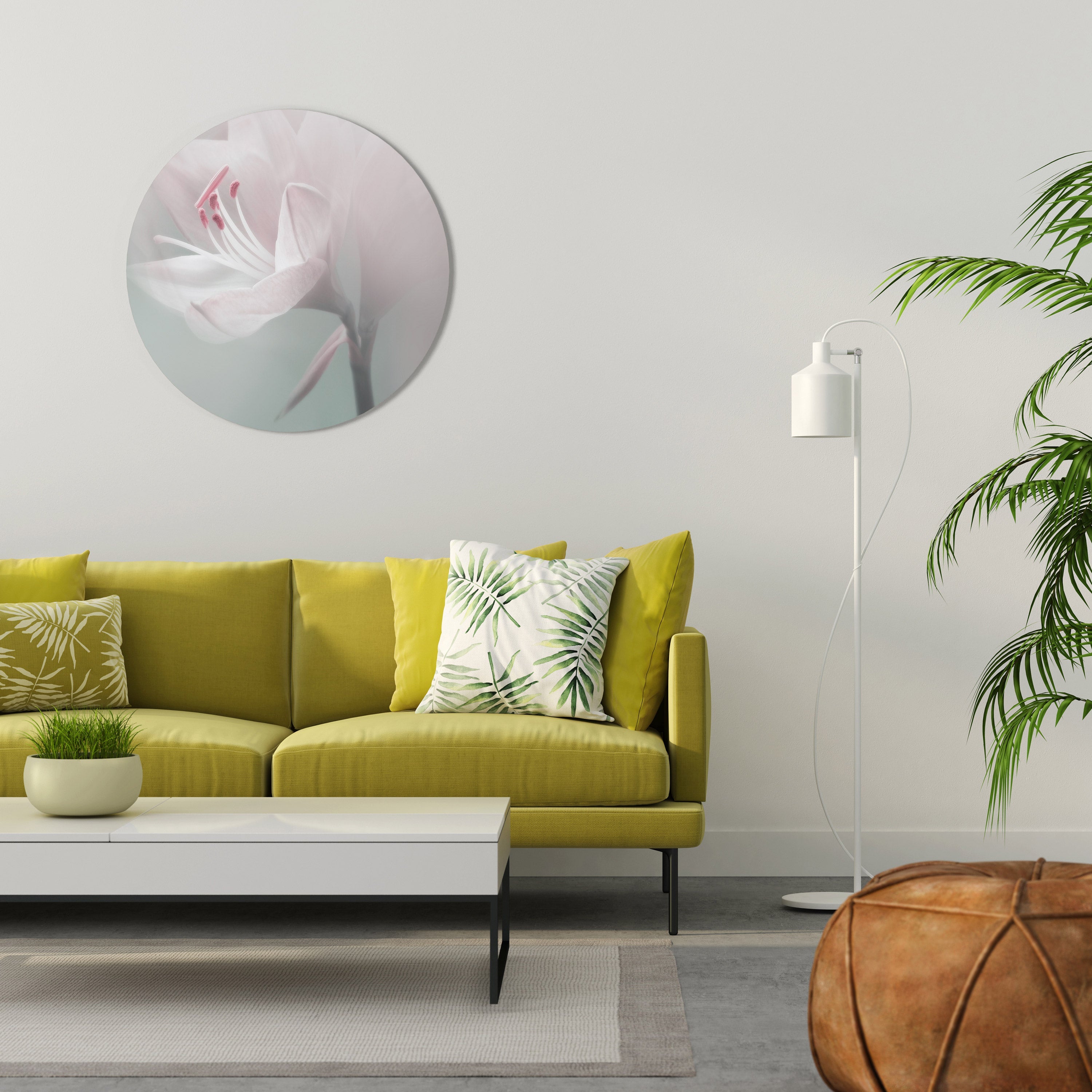 Runde Wandkunst „GENTLE LILY“