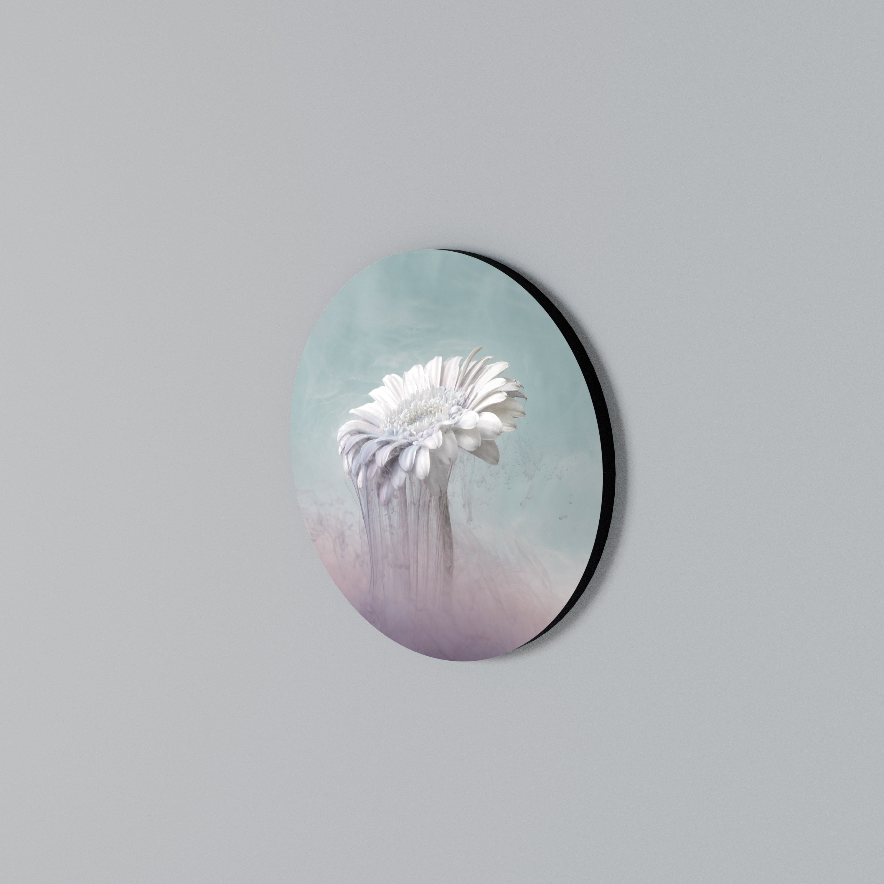 MELTING GERBERA Rundes Wandbild