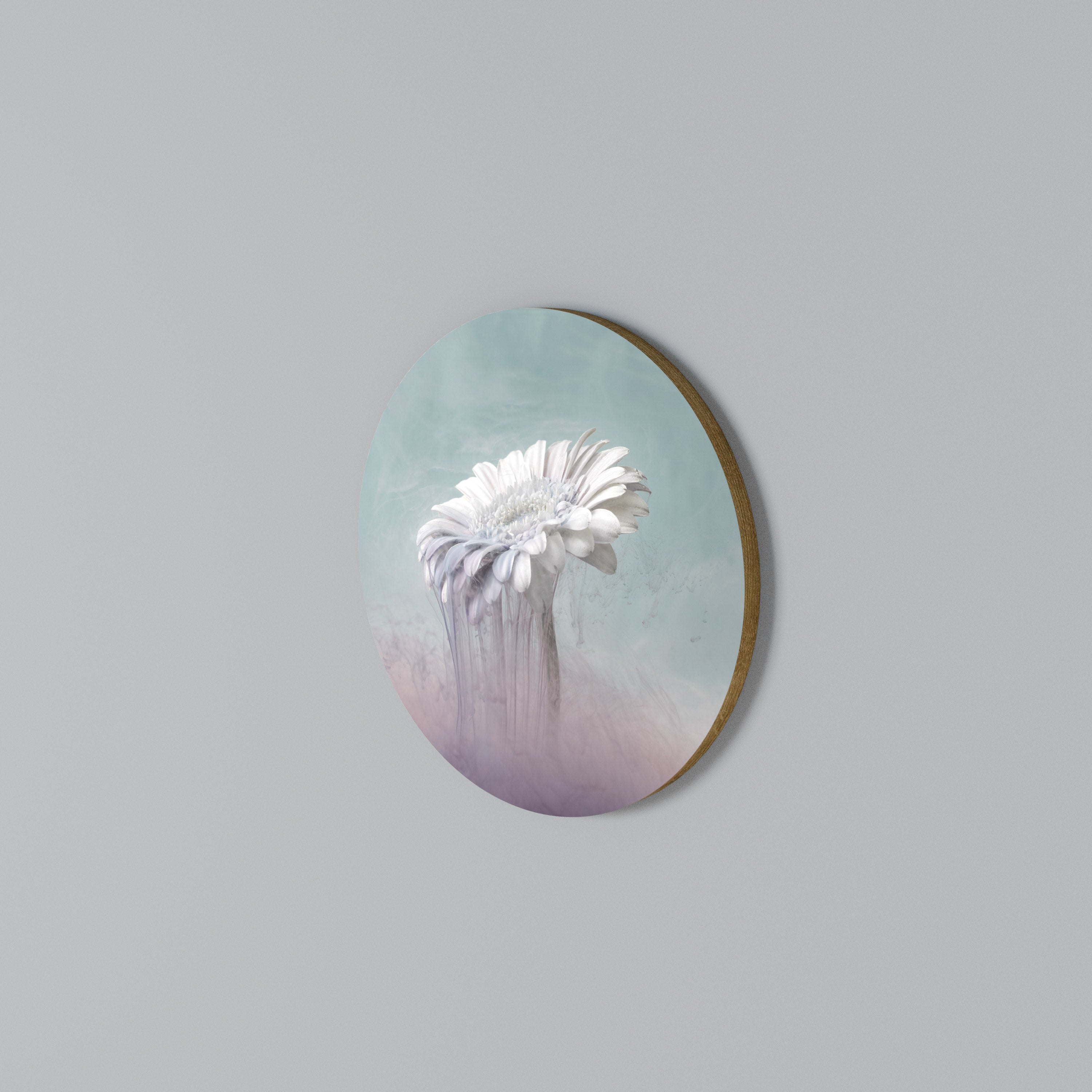 MELTING GERBERA Rundes Wandbild